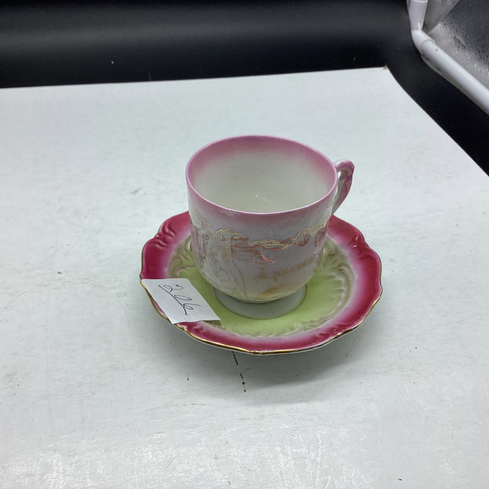 PORCELIAN DEMITASSIE CUP & SAUCER: GOOD SHAPE