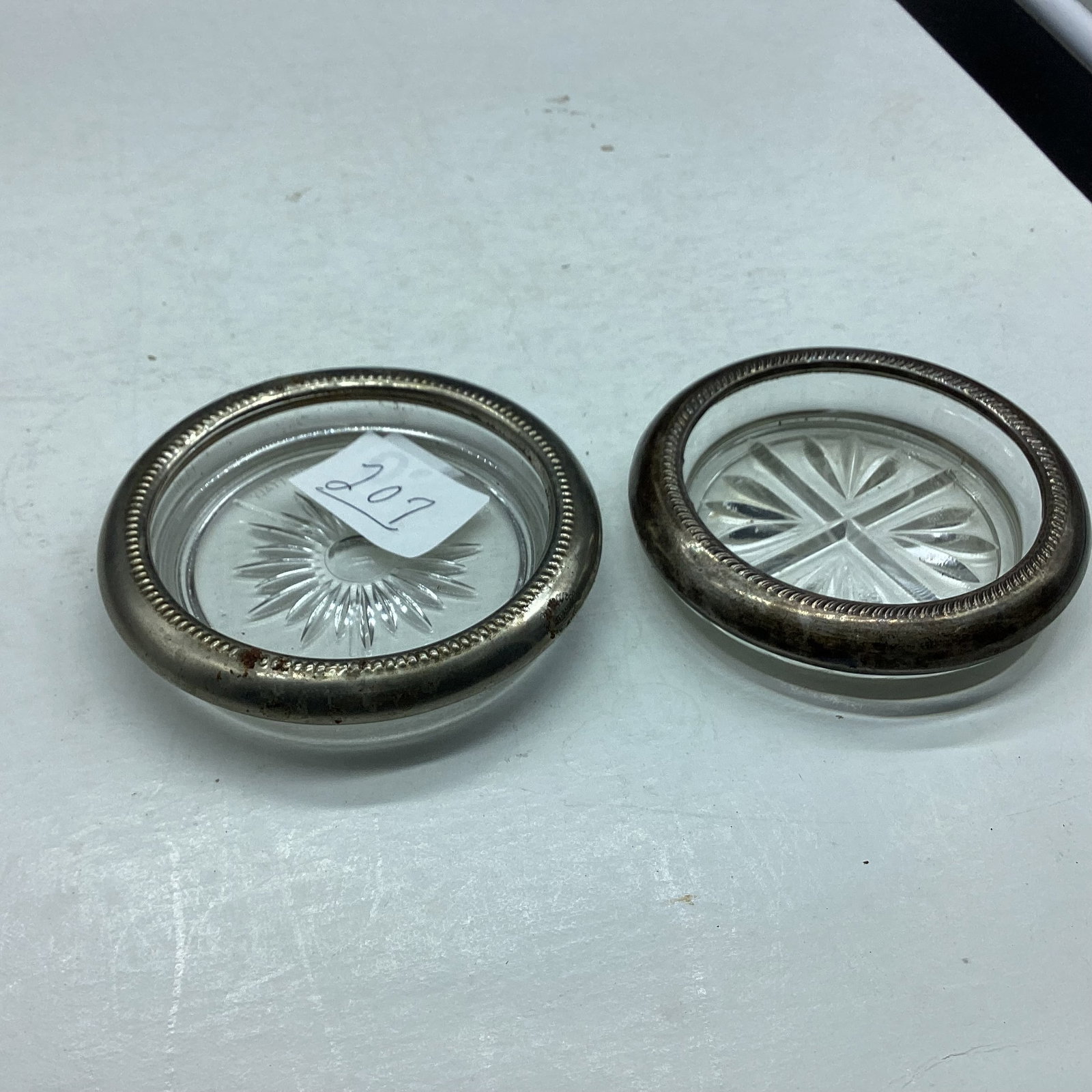 2 SILVERPLATED COASTERS: GOOD SHAPE