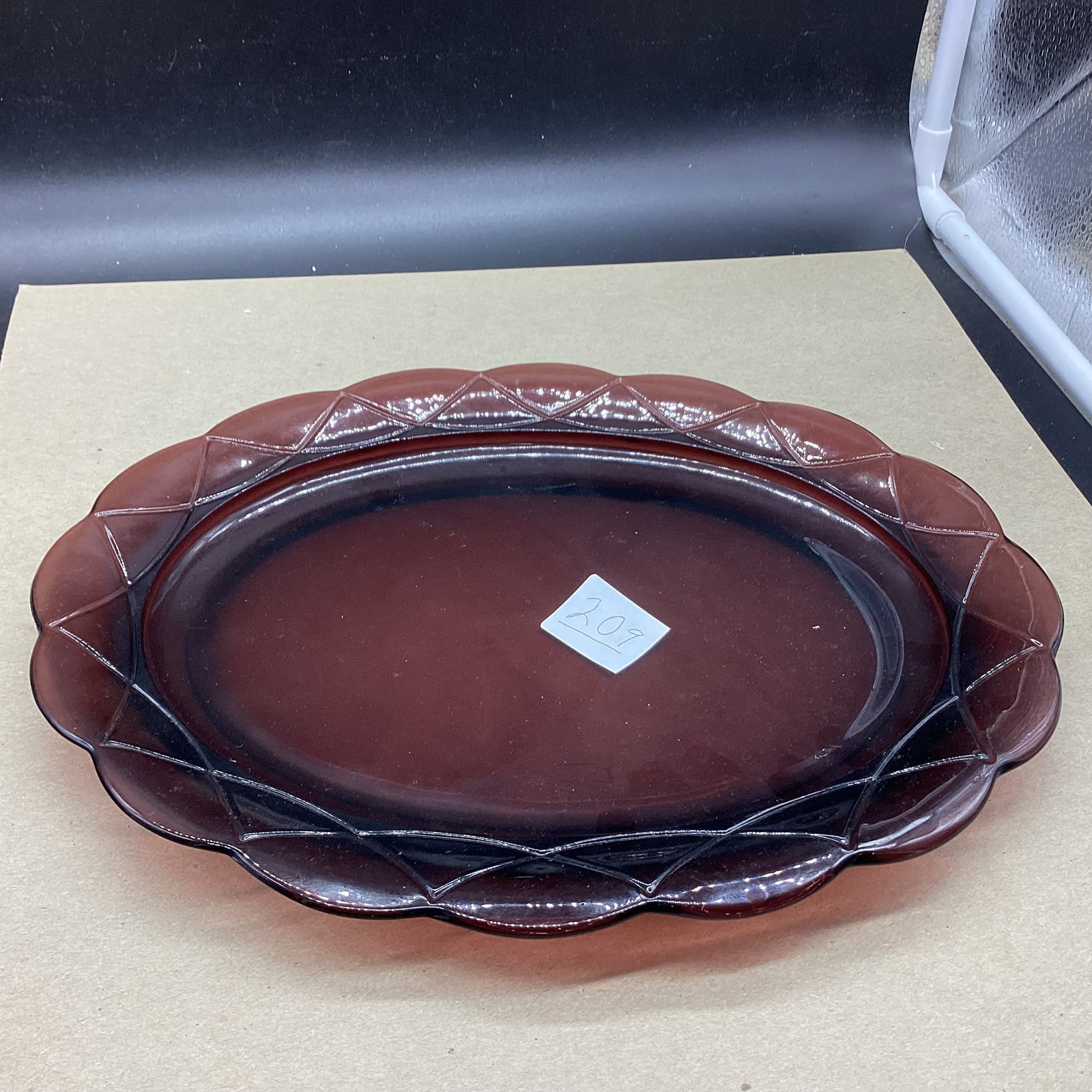 DEPRESSION HAIR PIN OR NEWPORT PATTERN PLATTER: 9 X 11 3/4 GOOD SHAPE