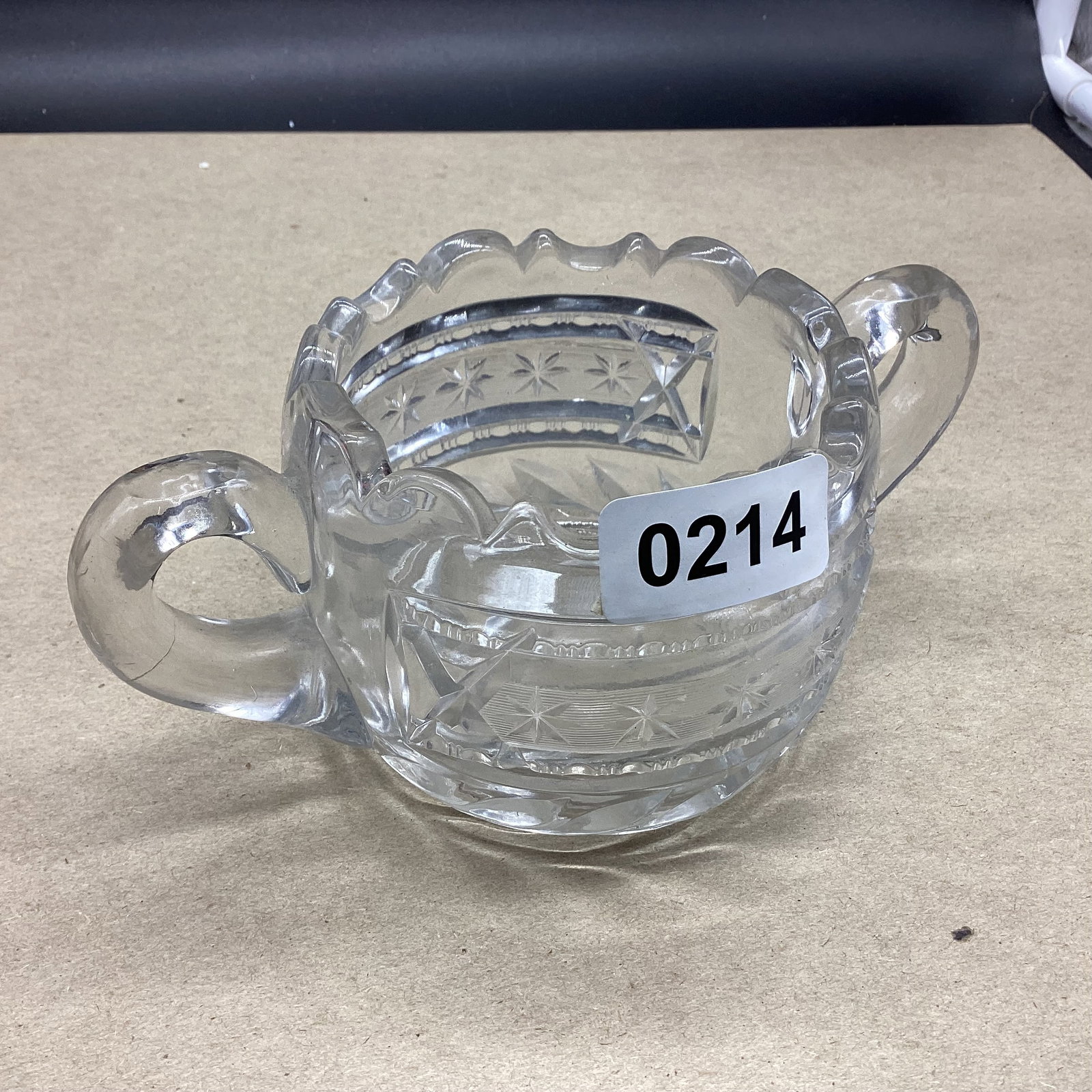 MCKEE EARLY AMERICAN SUGAR BOWL: 3" X 7" GOOD SHAPE
