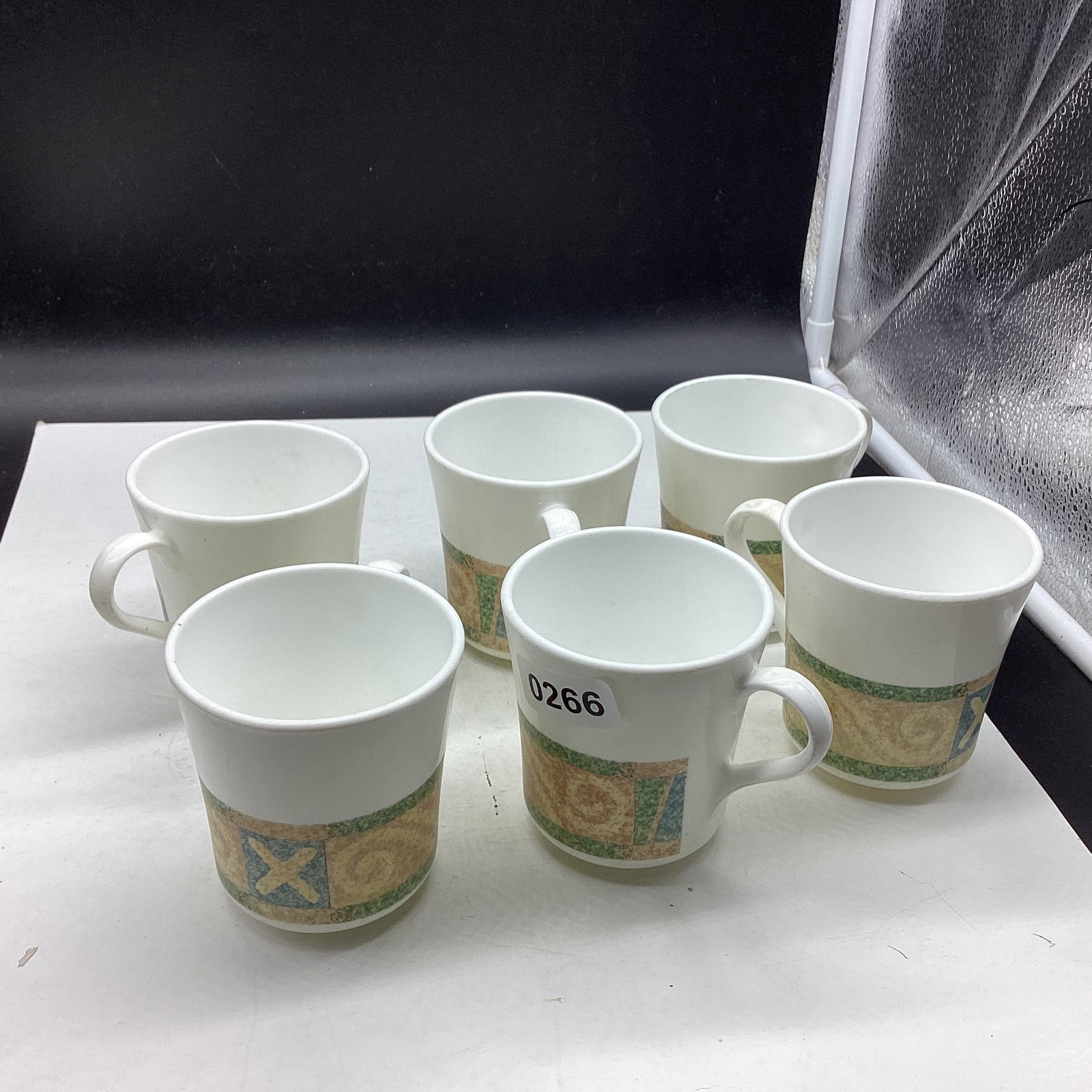 6 CORNING WARE SAND ART CUPS : GOOD SHAPE