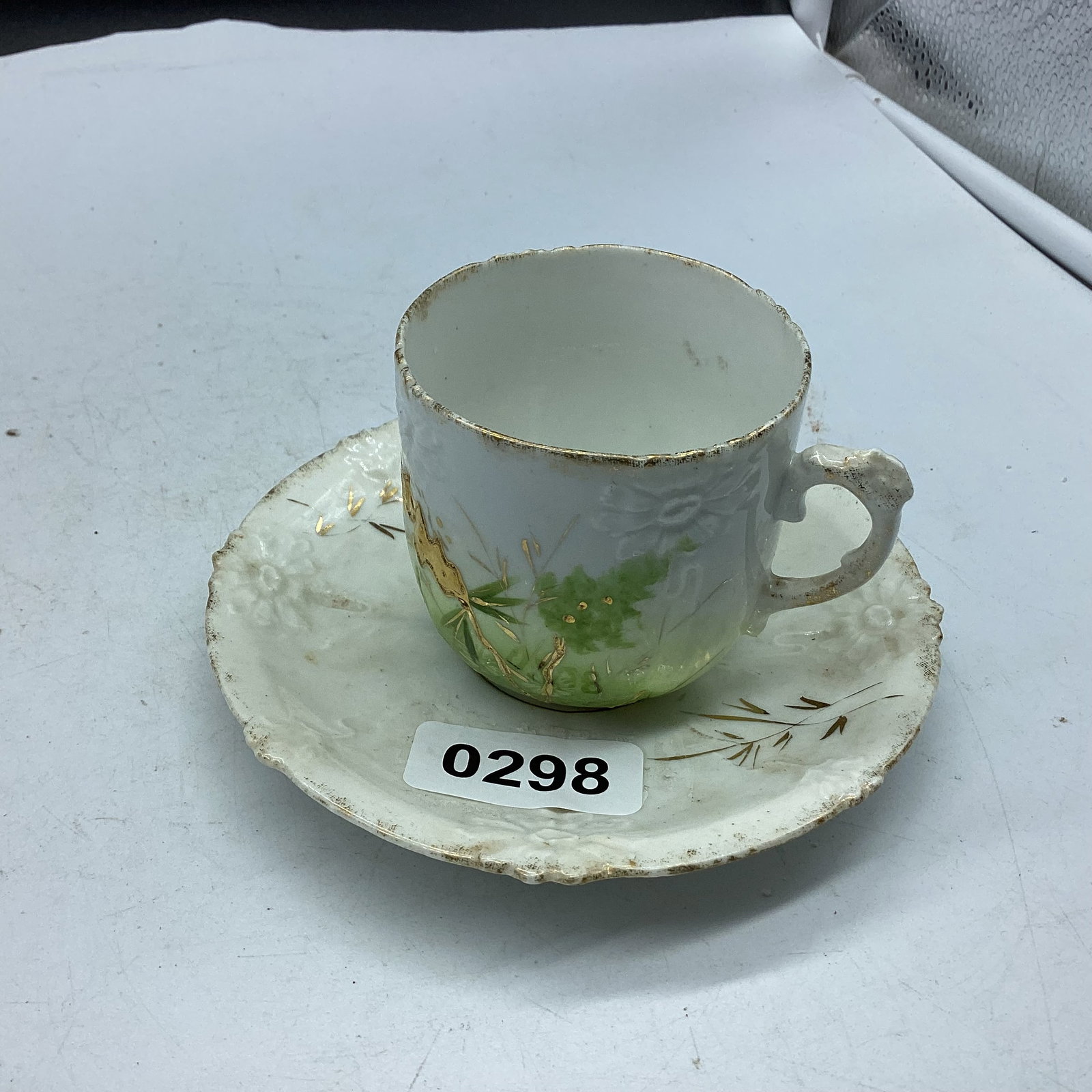 DEMITASSIE CUP & SAUCER NO MARKS: GOOD SHAPE