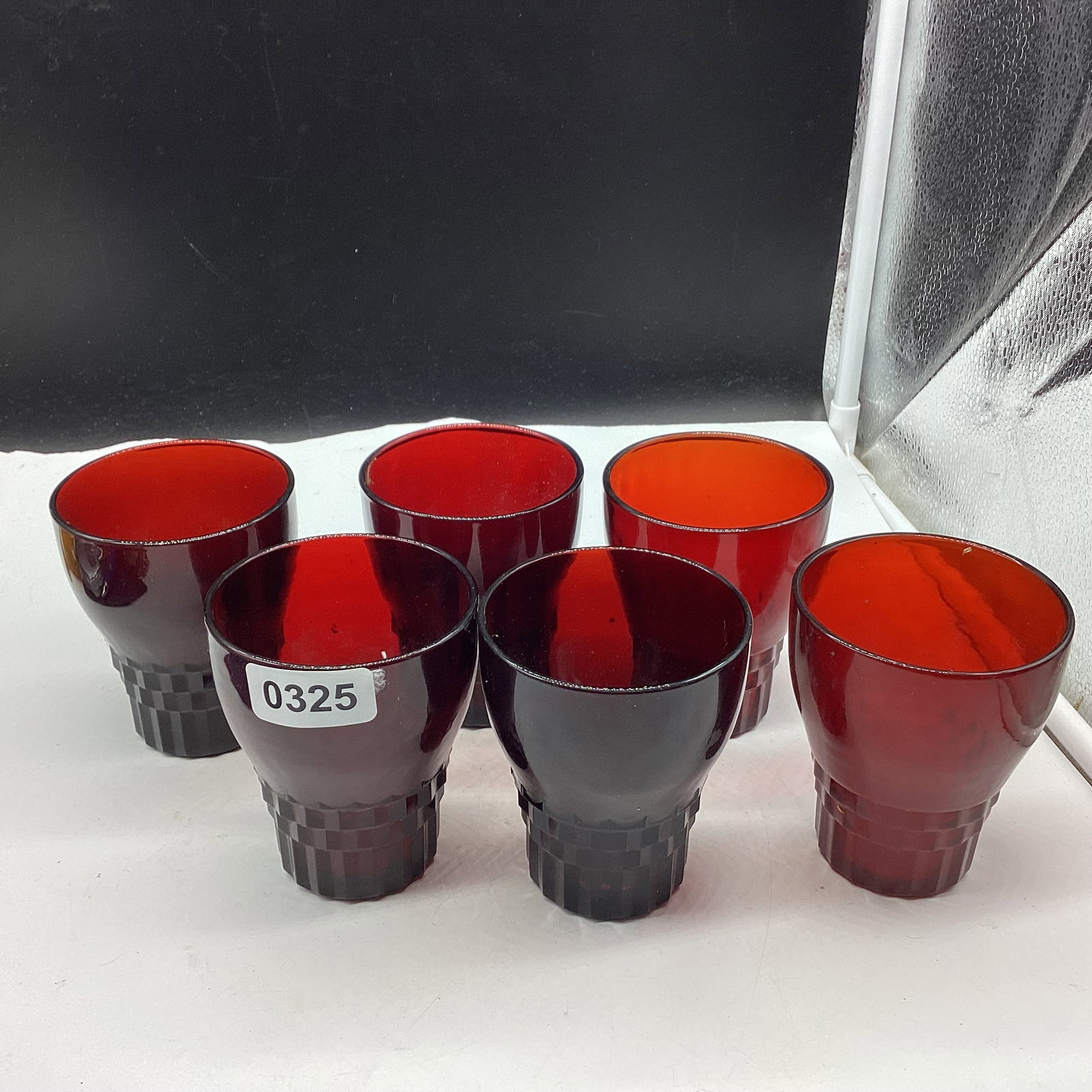 6 DEPRESSION ROYAL WINDSOR TUMBLERS: 4" TALL GOOD SHAPE