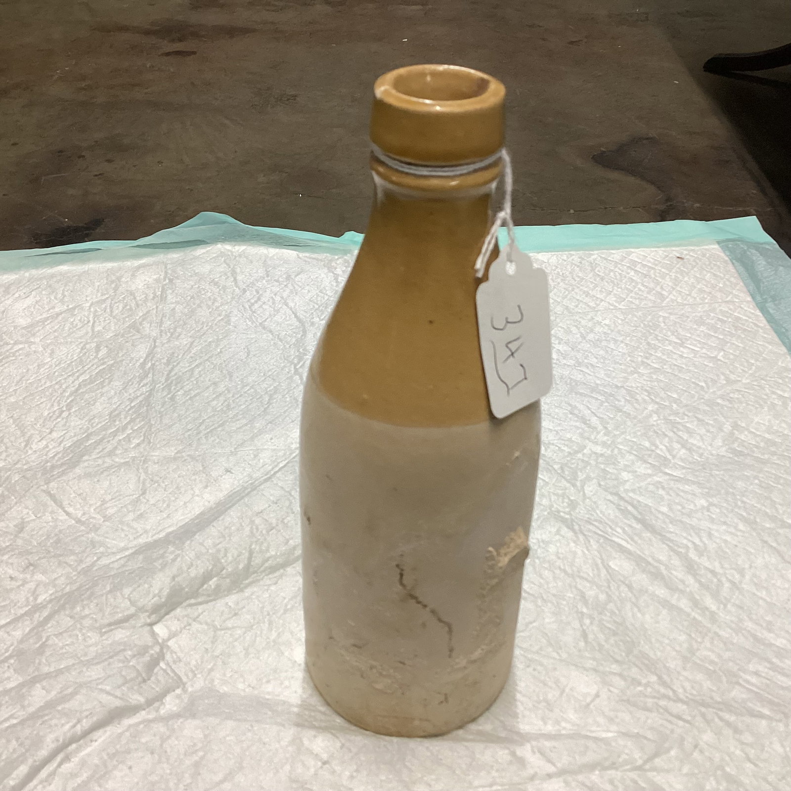 VINTAGE STONEWARE BOTTLE : 8 1/4" TALL USED CONDITION