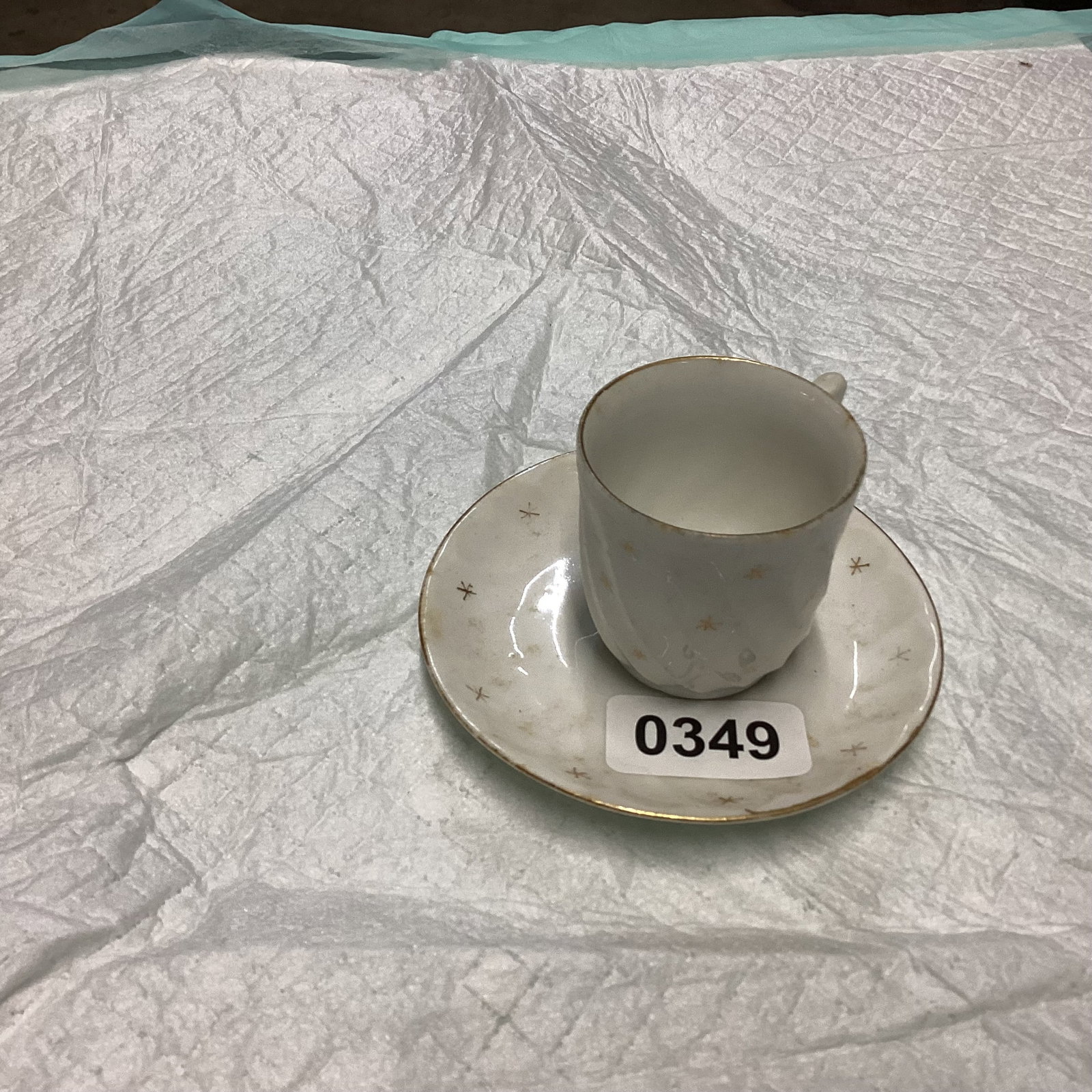 DEMITASSIE CUP & SAUCER NO MARKS: GOOD SHAPE