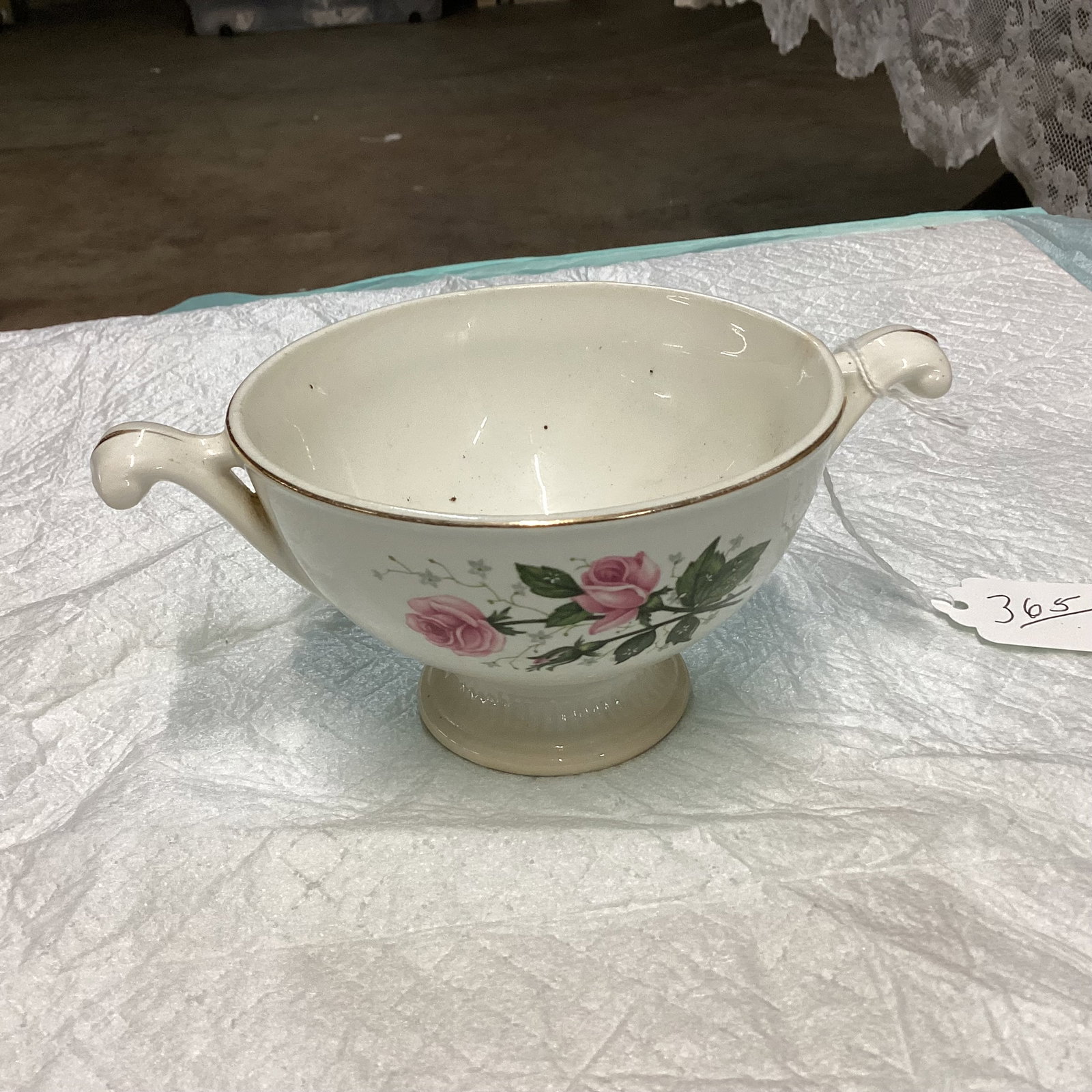 PORCELIAN 2 HANDLE SUGAR BOWL: GOOD SHAPE