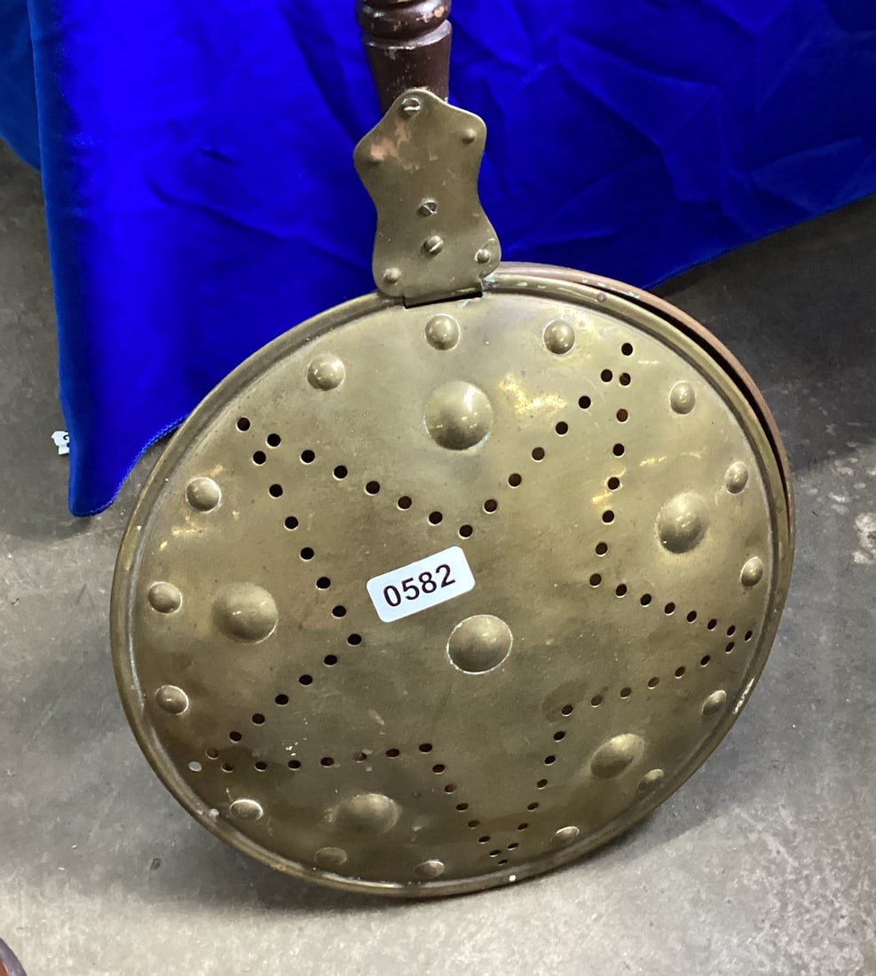 VINTAGE BRASS & COPPER BED WARMER - 2