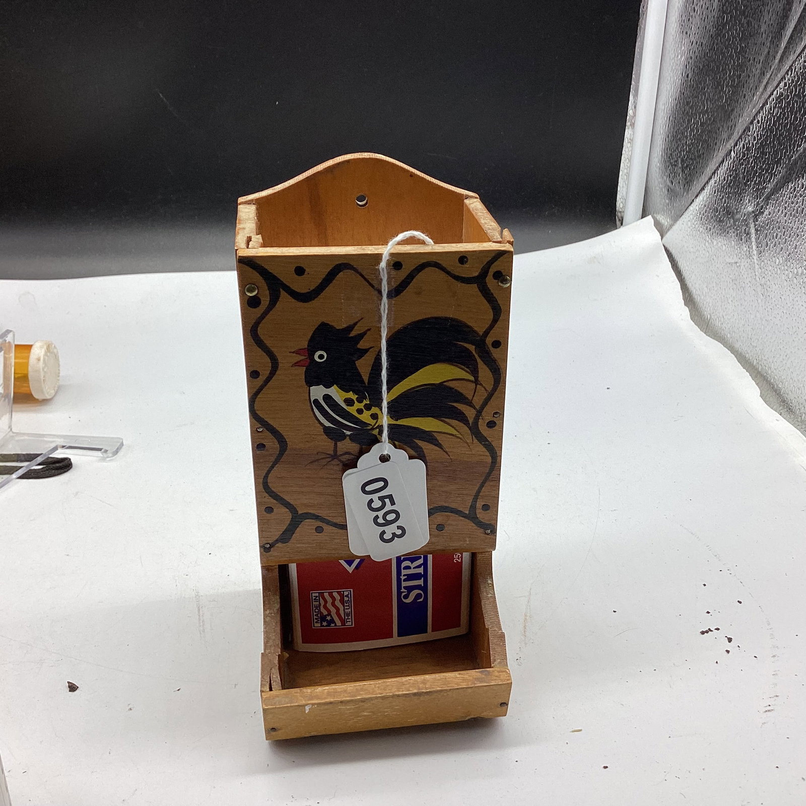 WOODEN MATCH HOLDER: WOODPECKER WOOD WORKS GOOD SHAPE