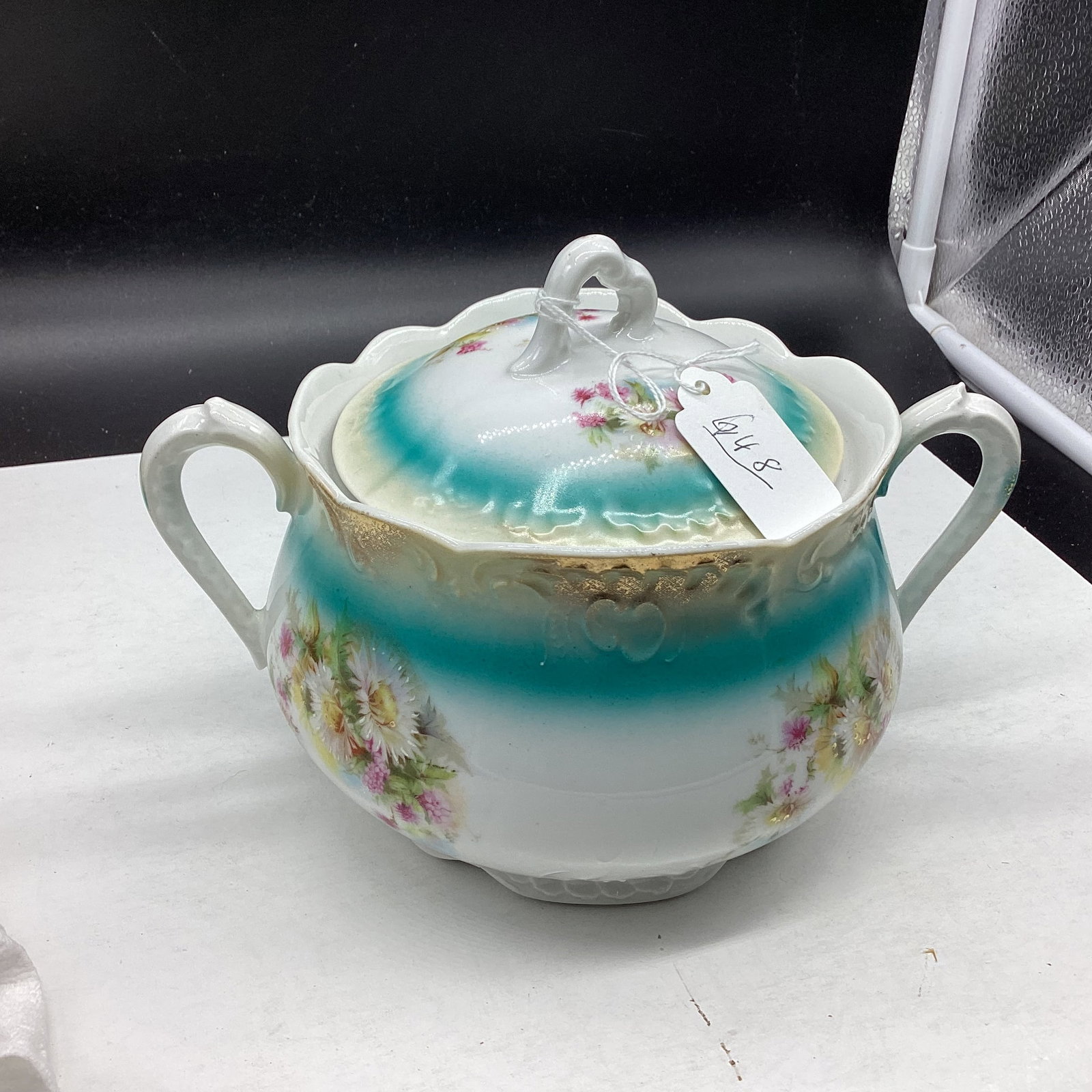HAND PAINTED PORCELIAN CRACKER JAR (1 of 1)