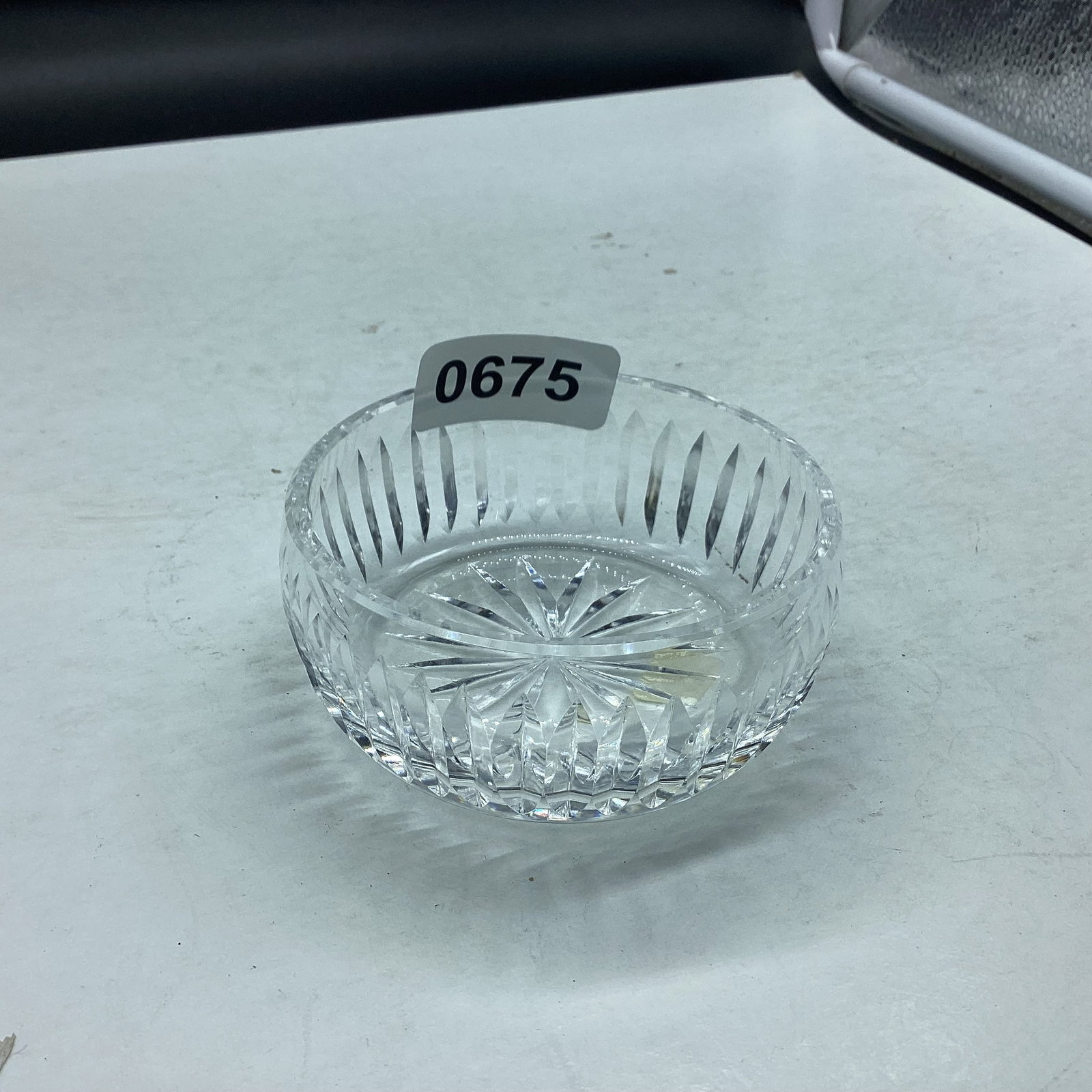 BRILLIANT CUT GLASS BOWL SIGNED WATERFORD: 1 1/2 X 3 1/2 GOOD SHAPE