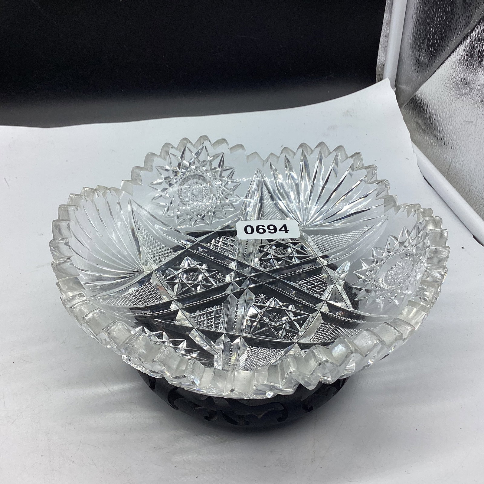 BRILLIANT CUT GLASS BOWL: 2 X 8 GOOD SHAPE