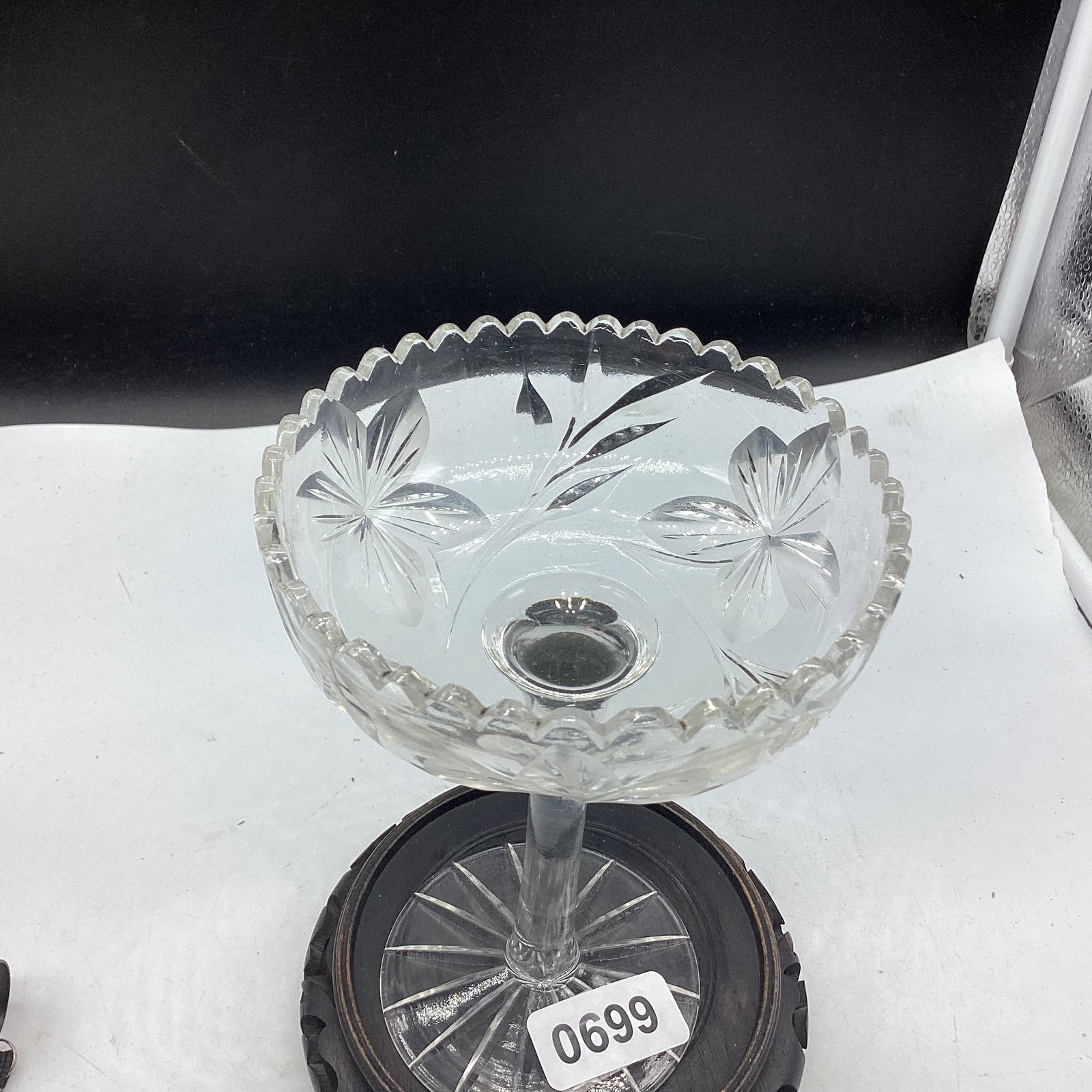 FLOWER CUT GLASS COMPOTE - 2