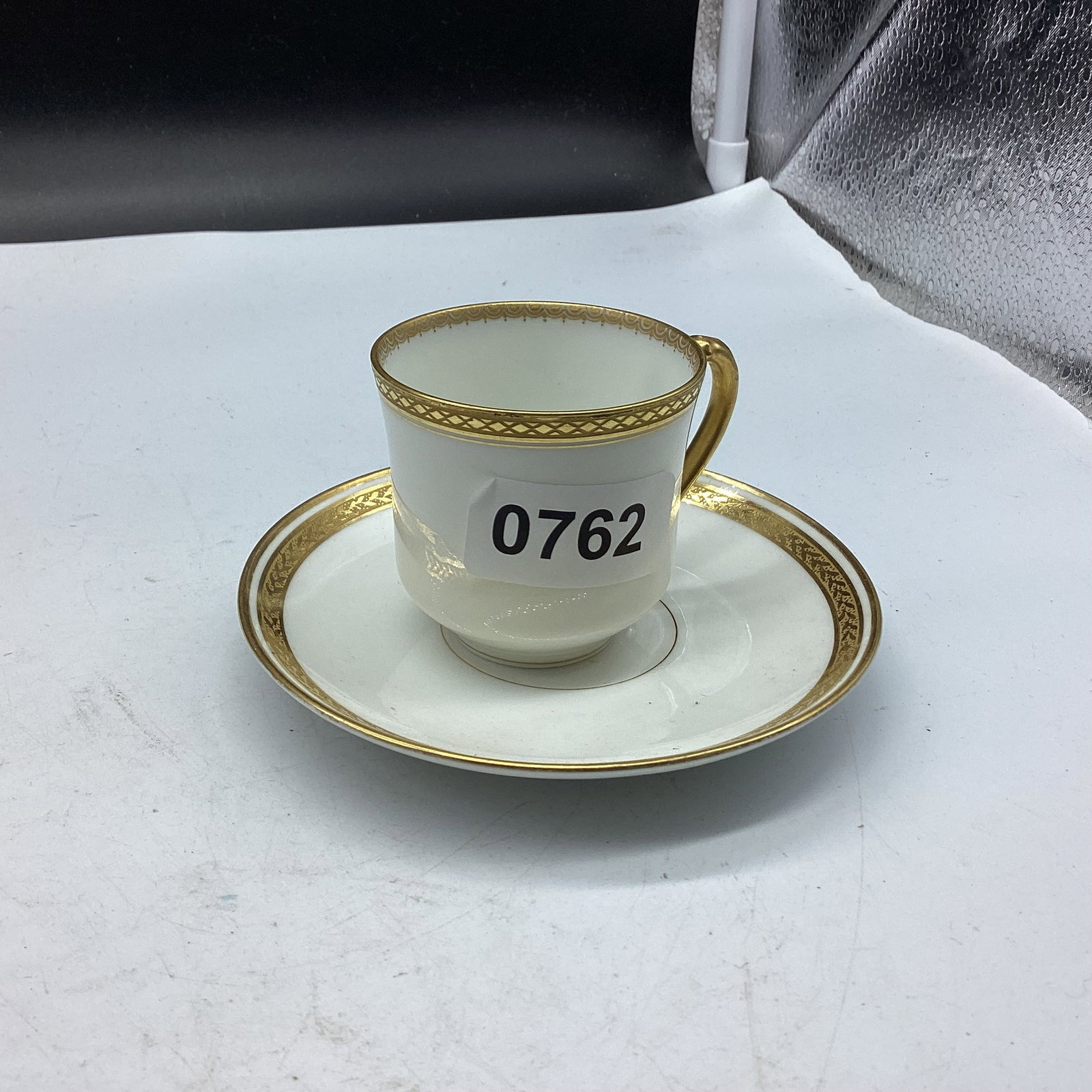 HAND PAINTED PORCELIAN CUP & SAUCER: GOOD SHAPE
