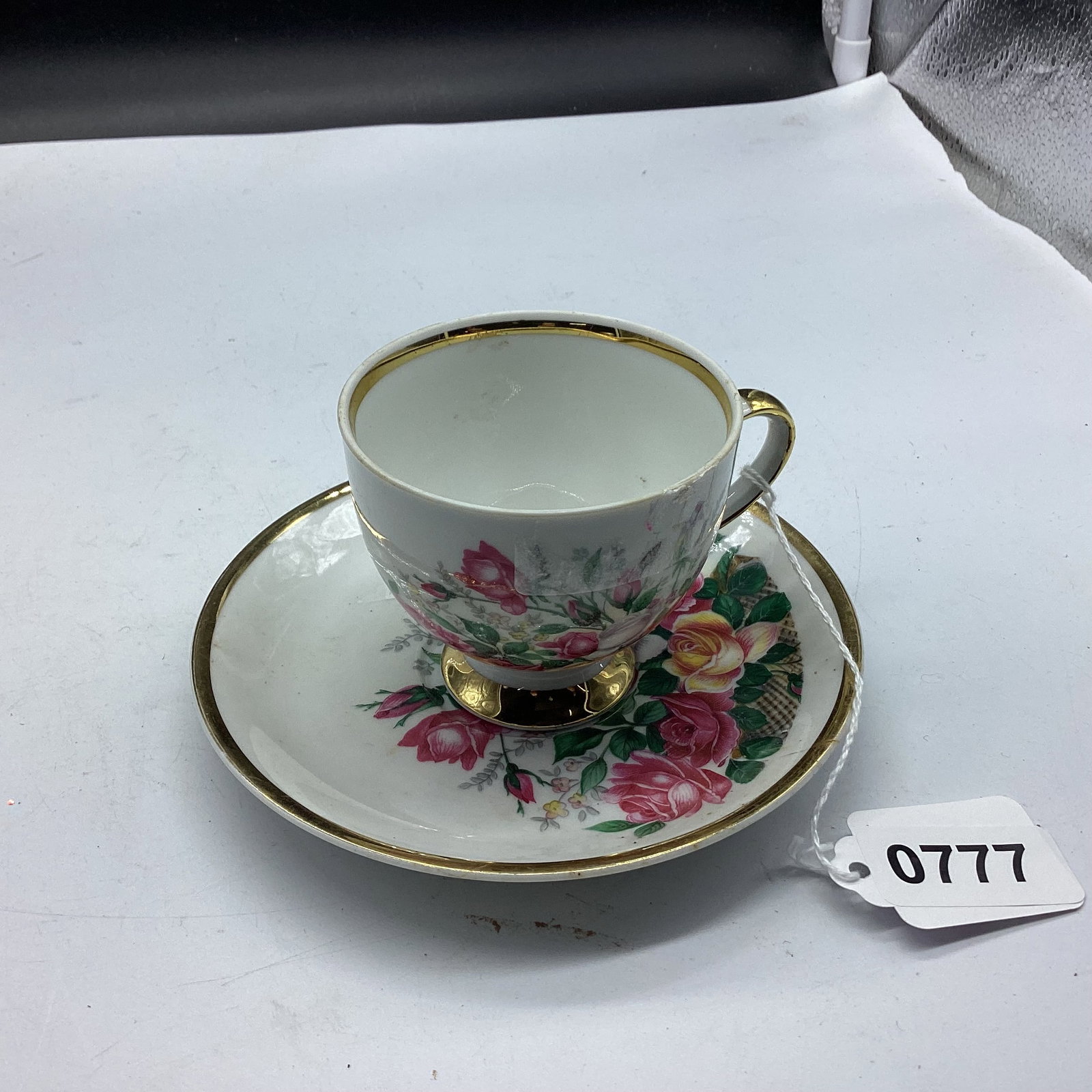 HAND PAINTED PORCELIAN CUP & SAUCER BAVARA : GOOD SHAPE