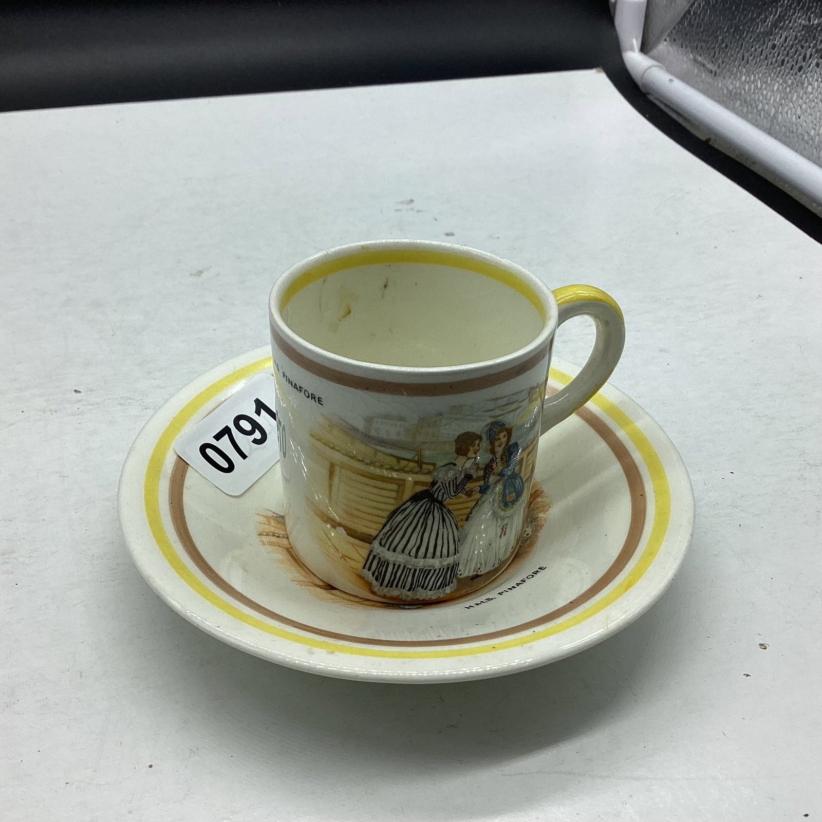 PORTLAND POTTIOERS DEMITASSIE CUP & SAUCER: GOOD SHAPE