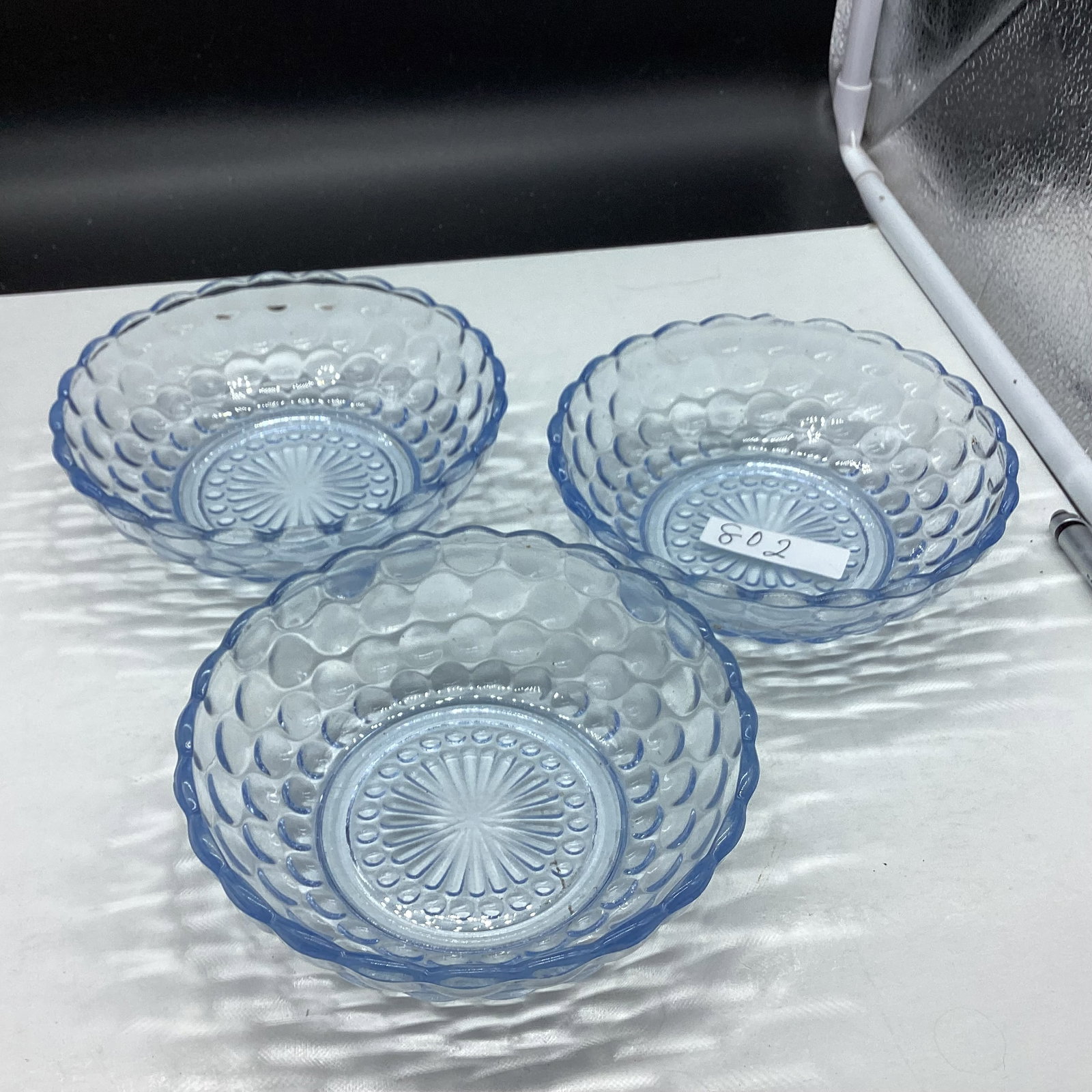 3 DEPRESSION BLUE BUBBLE BOWLS (1 of 1)