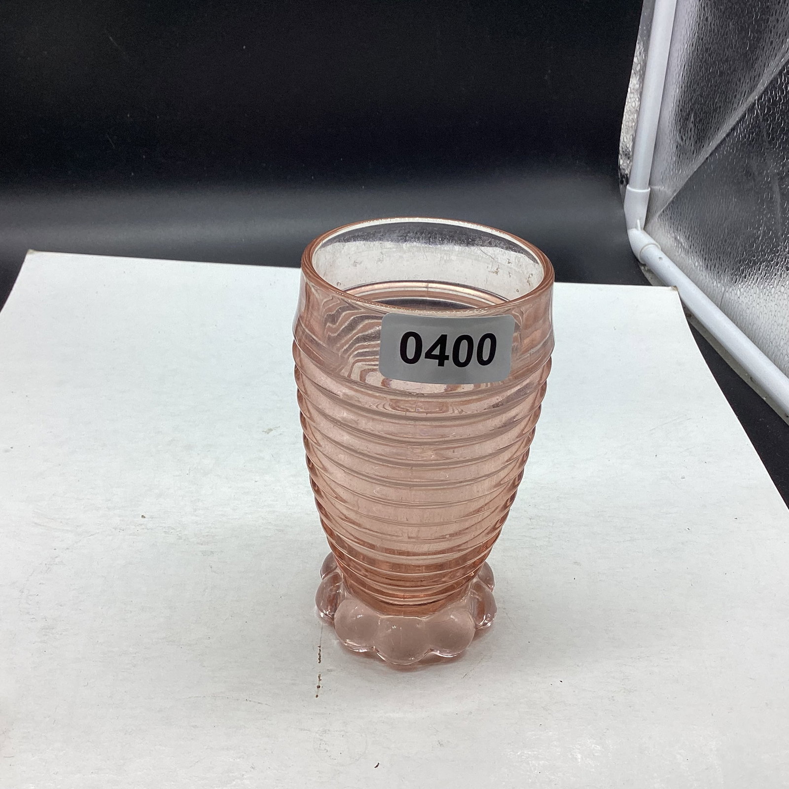 DEPRESSION PINK MANHATTAN ICE TEA TUMBLER: 5 1/4" TALL GOOD SHAPE