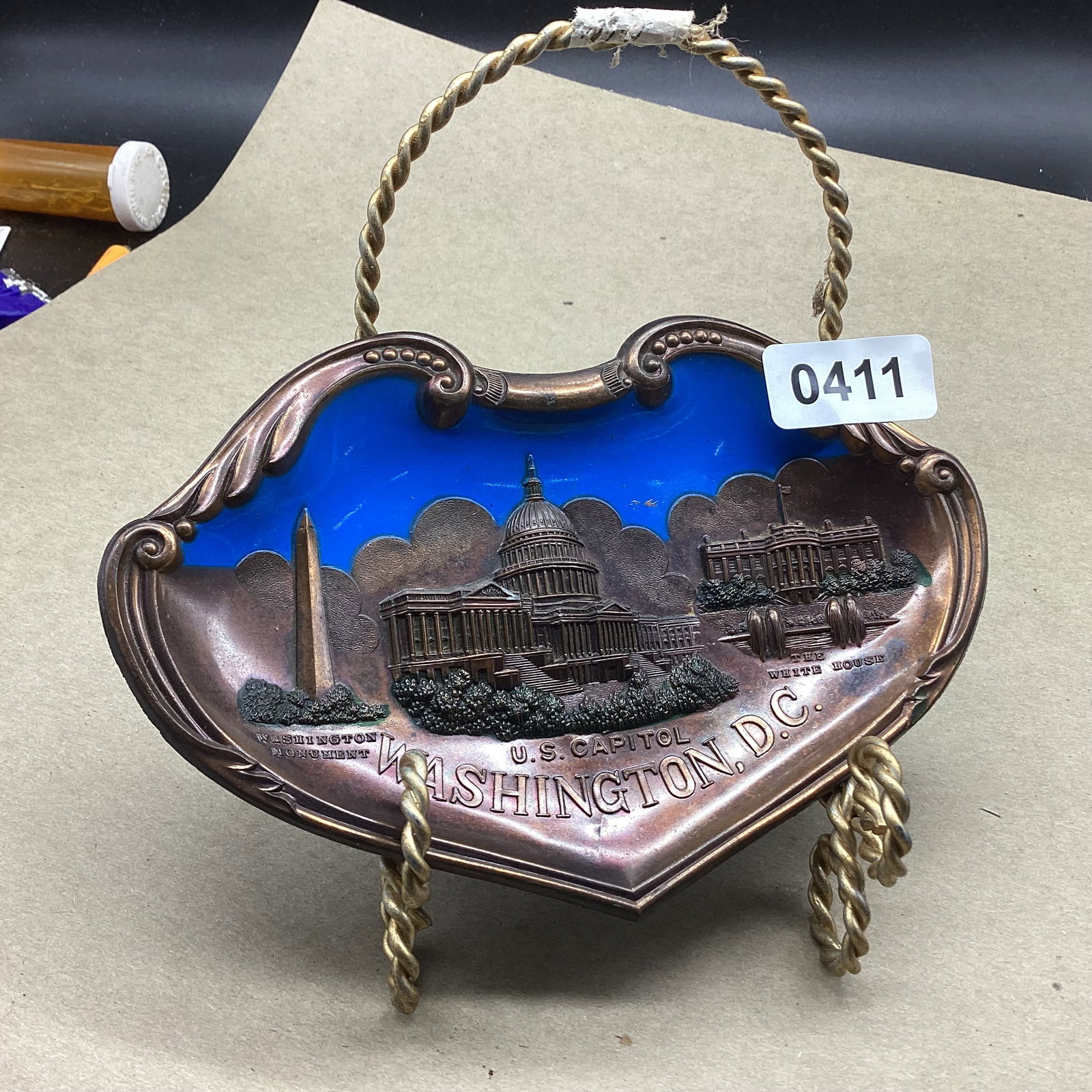 HAND PAINTED TIN TRAY U S CAPITAL WASHINGTON D C MADE IN JAPAN: 5" X 7" GOOD SHAPE
