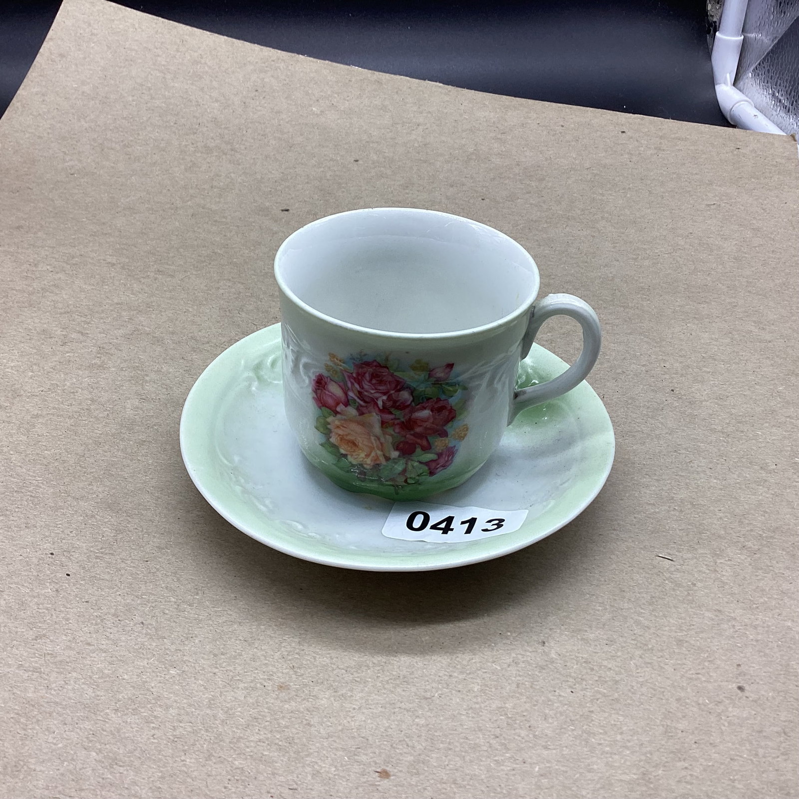 DEMITASSIE PORCELIAN CUP & SAUCER: GOOD SHAPE