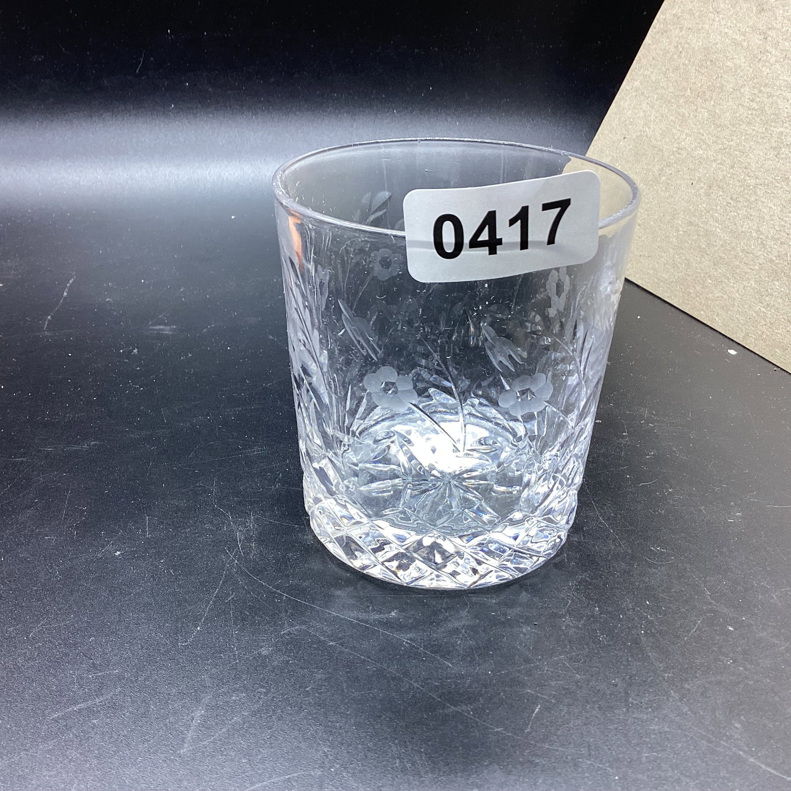 VINTAG CUT GLASS LIQUOR GLASS: 4" TALL GOOD SHAPE