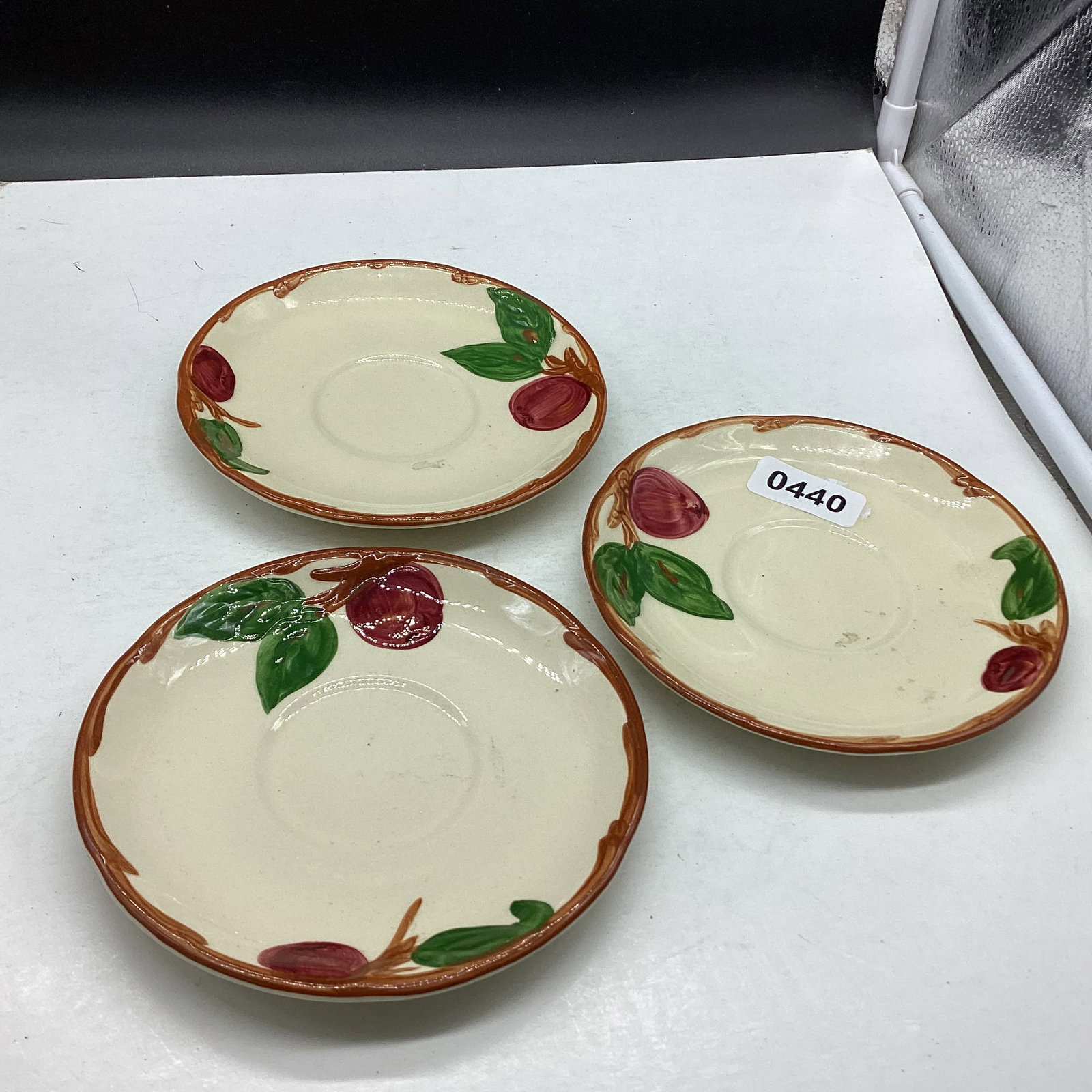3 FRANCISCAN APPLE SAUCERS: 6" WIDE GOOD SHAPE