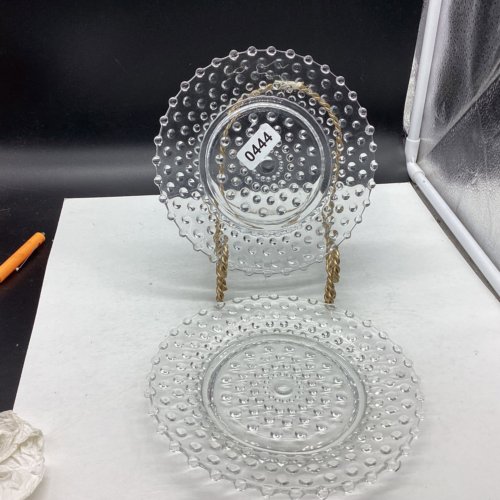 2 DEPRESSION HOBNAIL PLATES: 7 1/4" WIDE GOOD SHAPE