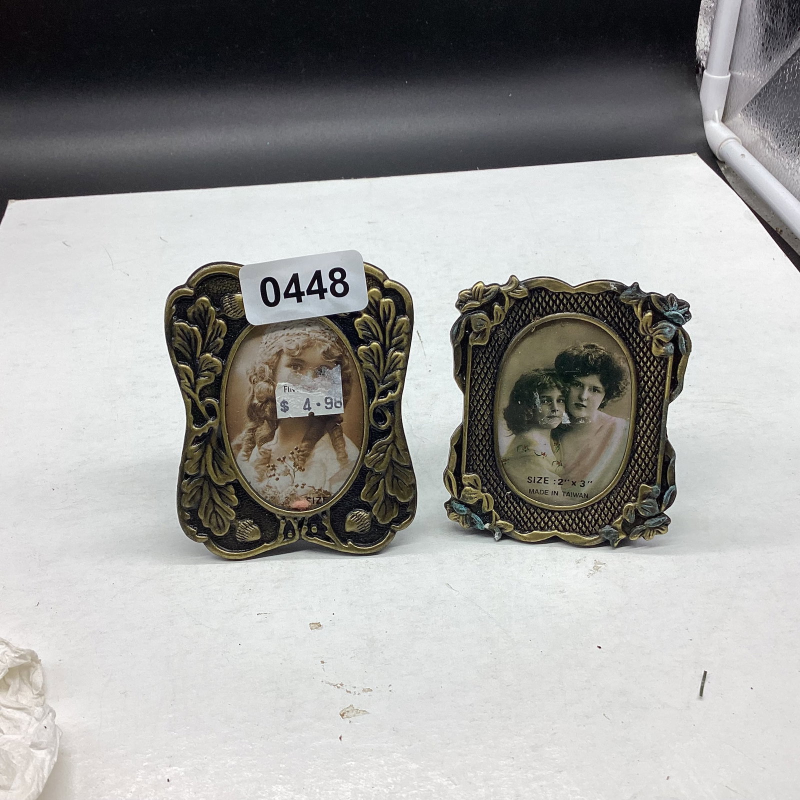 2 SMALL PICTURE FRAMES: 3 1/2" GOOD SHAPE