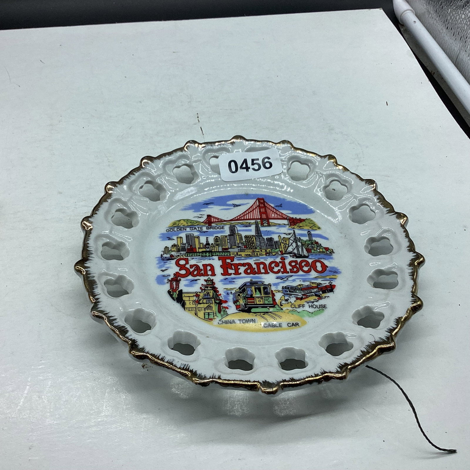 PORCELIAN ADV. SAN FRANCISCO PLATE: 7" W GOOD SHAPE