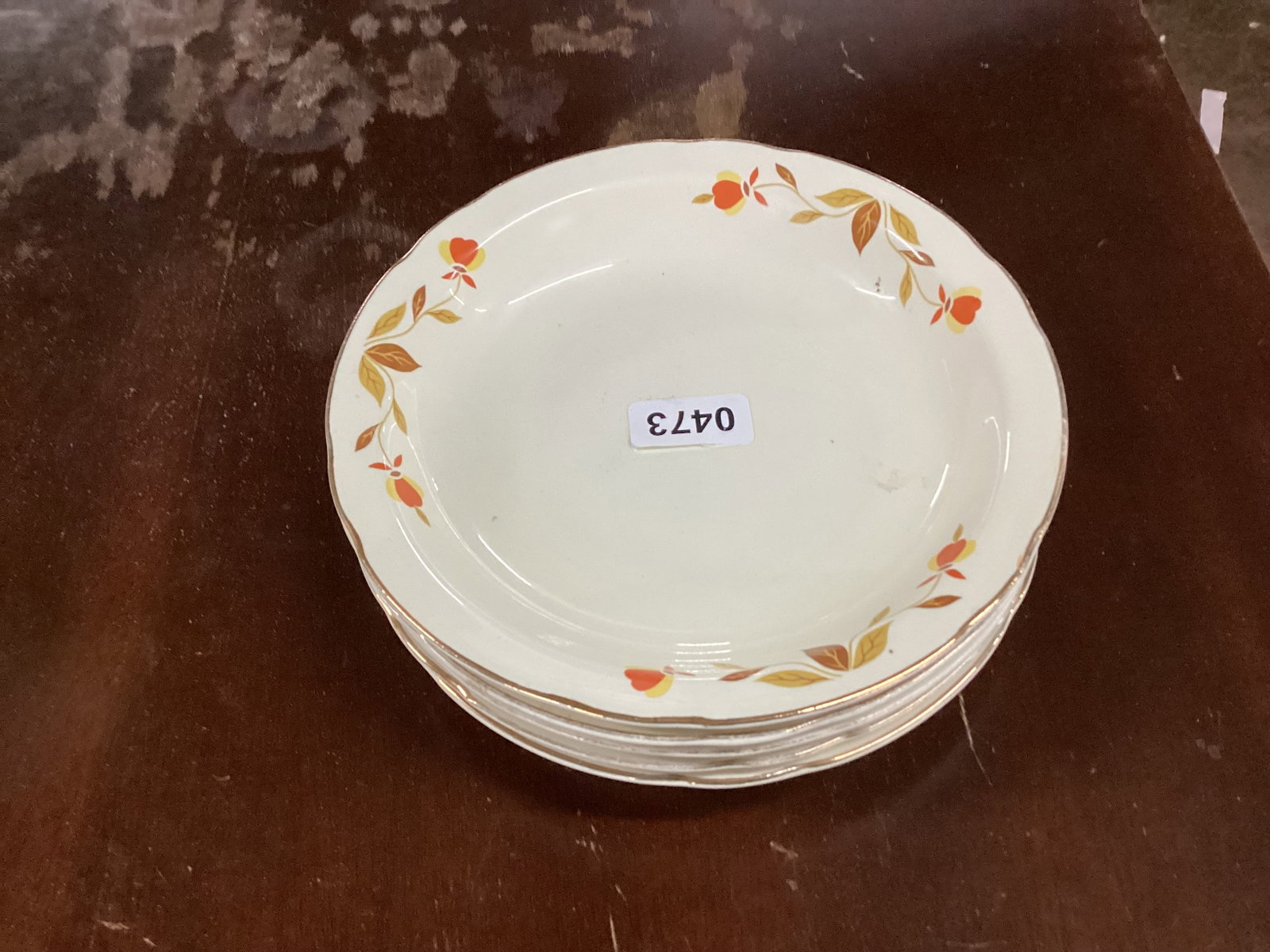 5 VINTAGE HALL JEWEL T FLAT SOUP BOWLS: 8 1/4" WIDE GOOD SHAPE