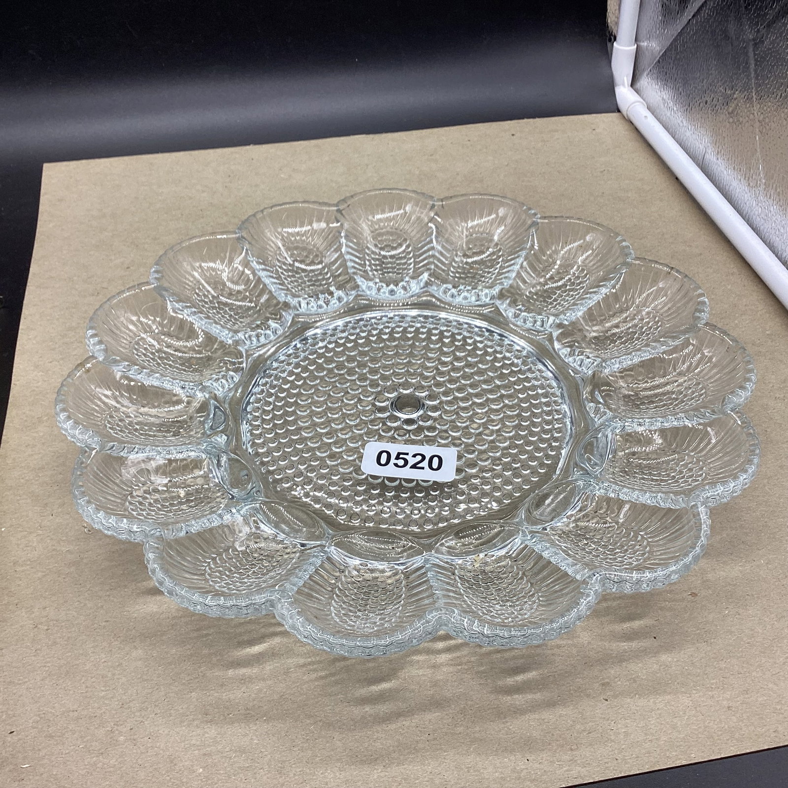CRYSTAL EGG PLATE: 11 1/4" WIDE GOOD SHAPE