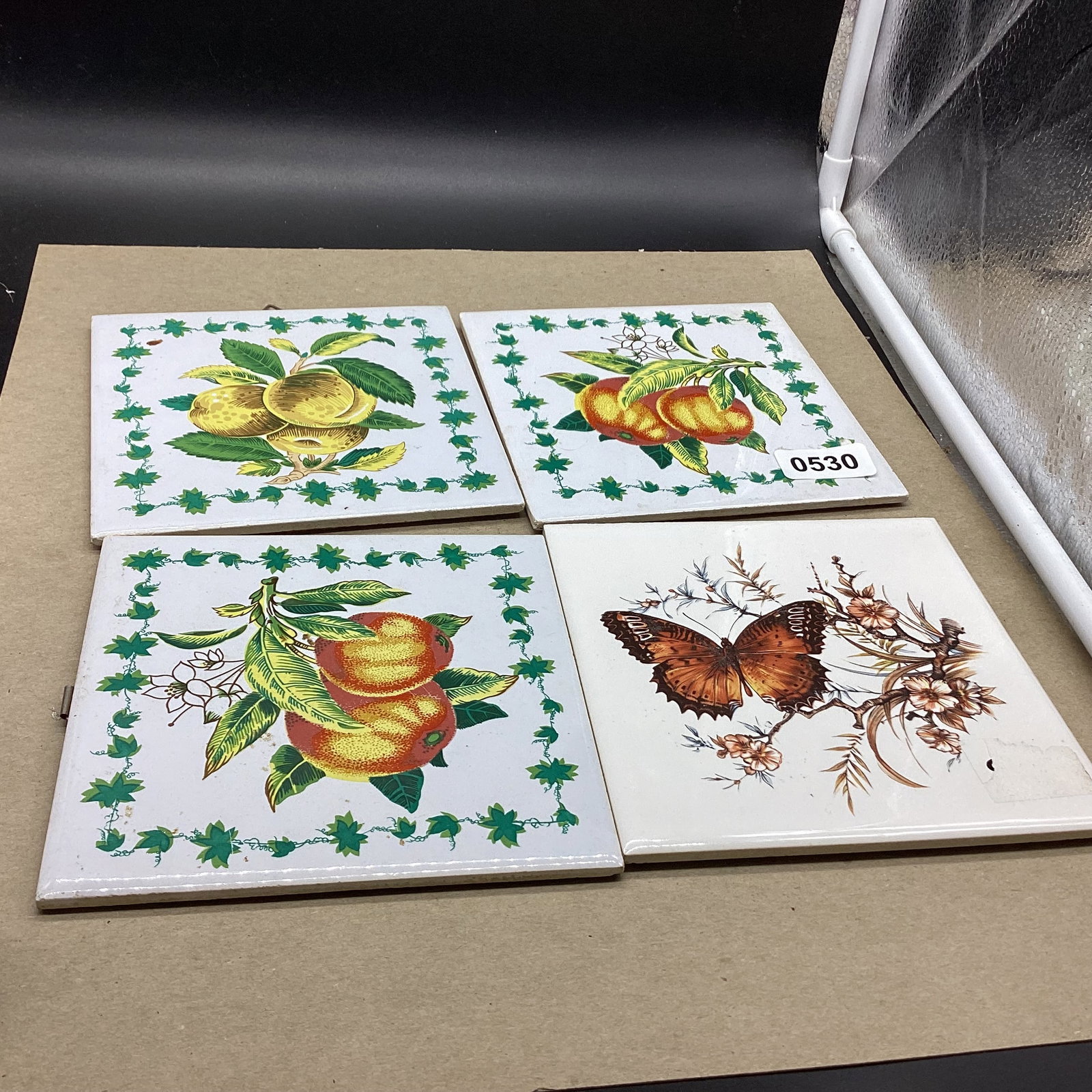 4 PORCELIAN TILES: 6" GOOD SHAPE