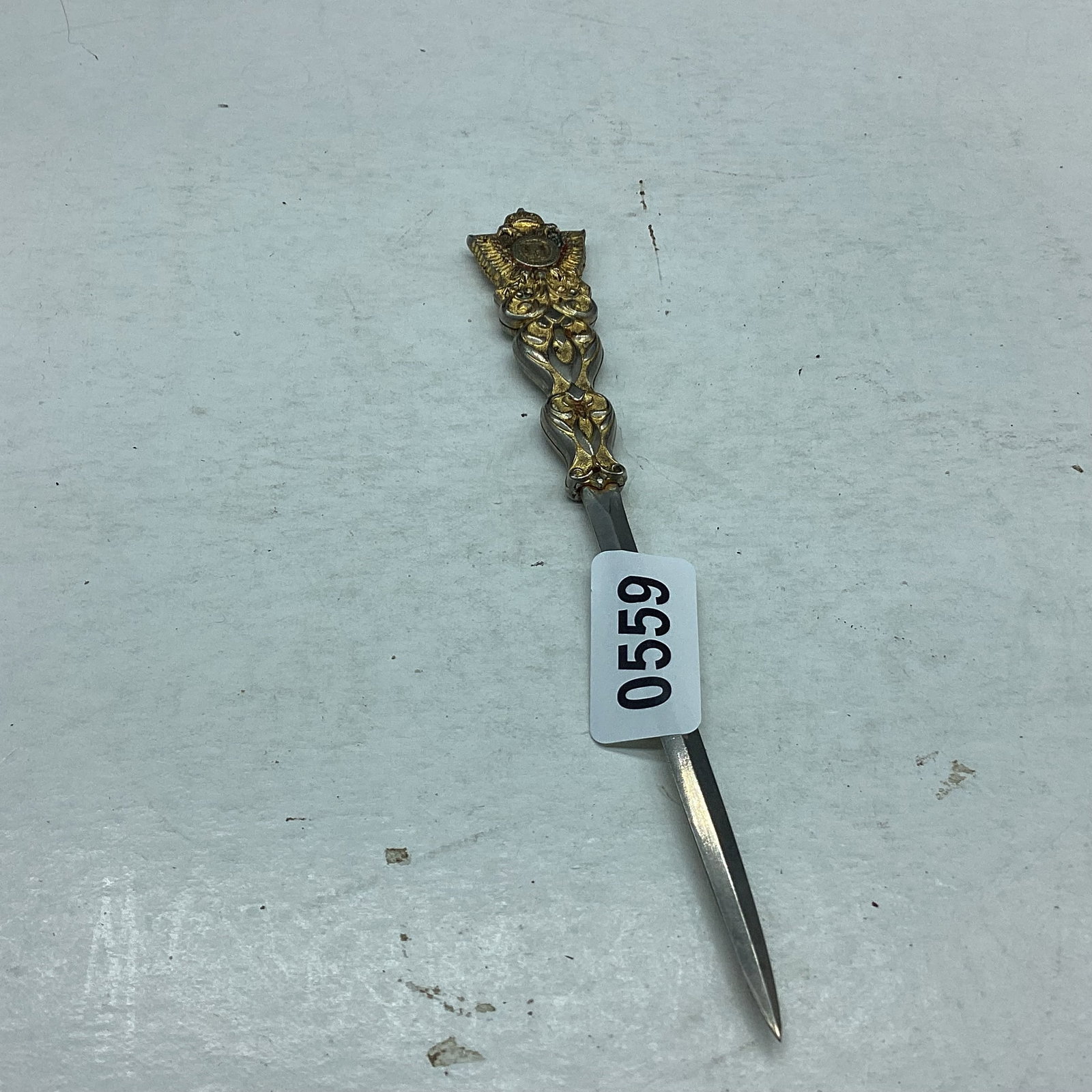 METAL LETTER OPENER: 7 1/4" LONG GOOD SHAPE
