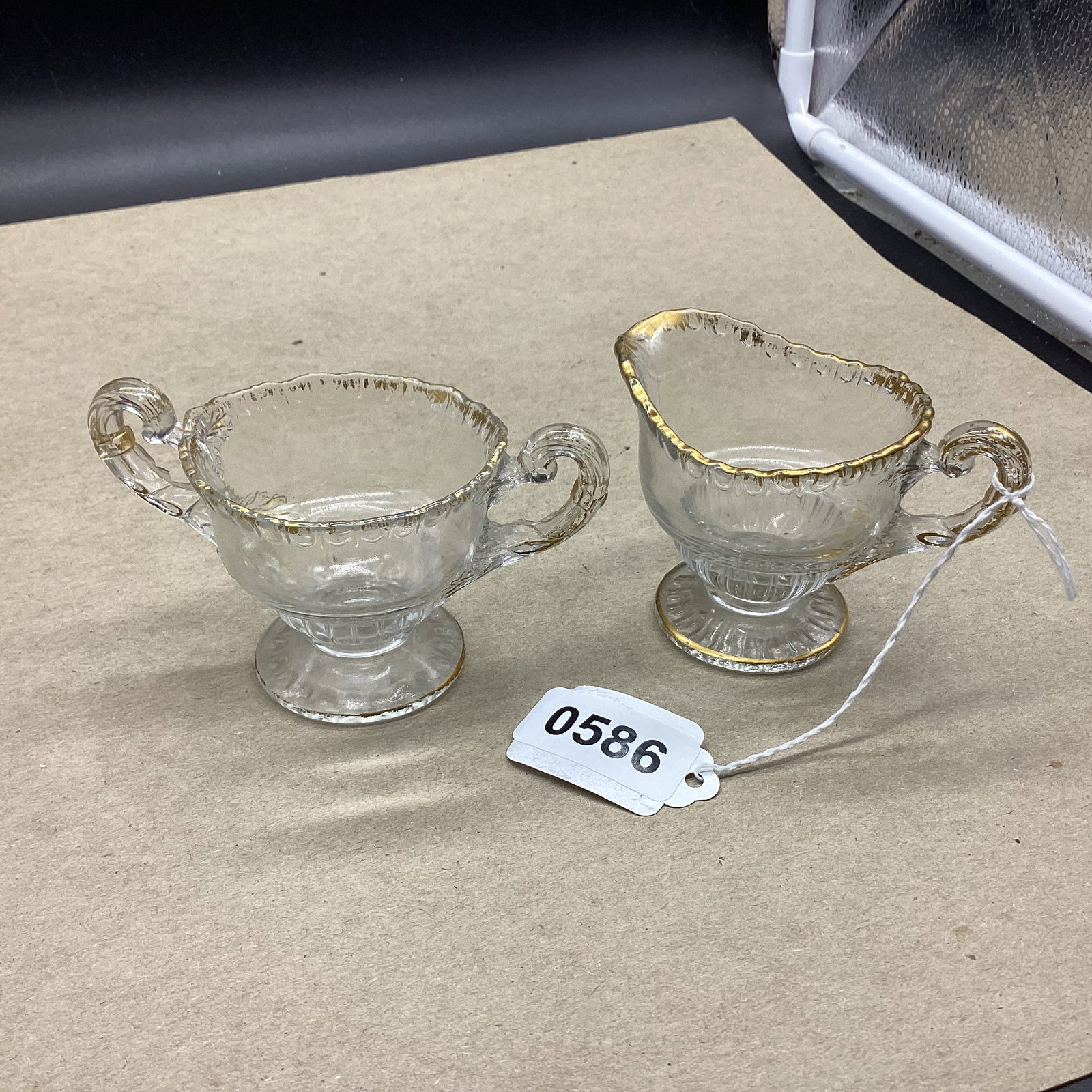 ELEGANT GOLD TRIM SUGAR & CREAMER: GOOD SHAPE