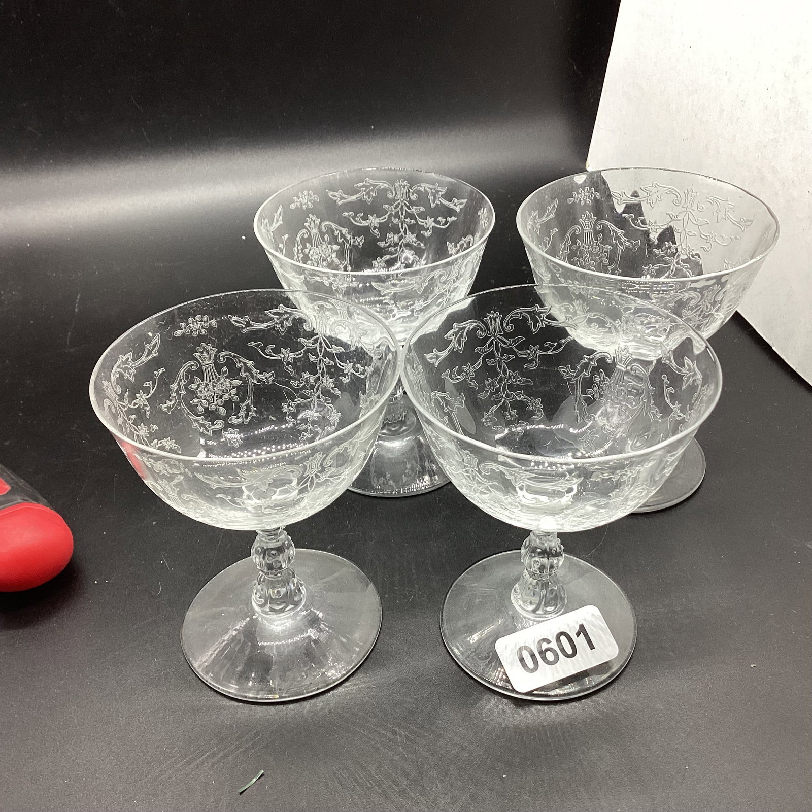 4 FOSTORIA NAVARE SHERBERTS: 4 1/4" TALL GOOD SHAPE