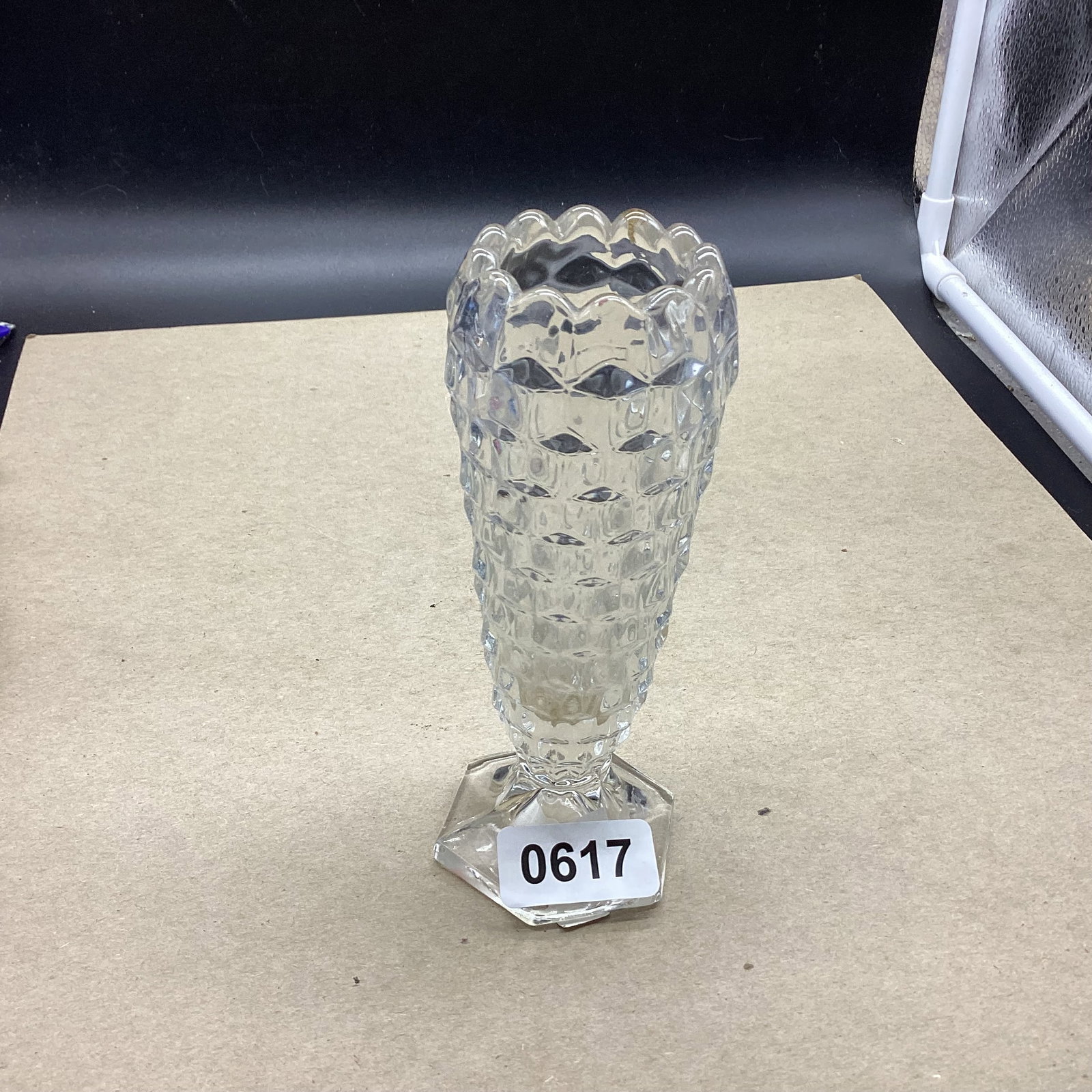 AMERICAN FOSTORIA VASE: 6" TALL GOOD SHAPE
