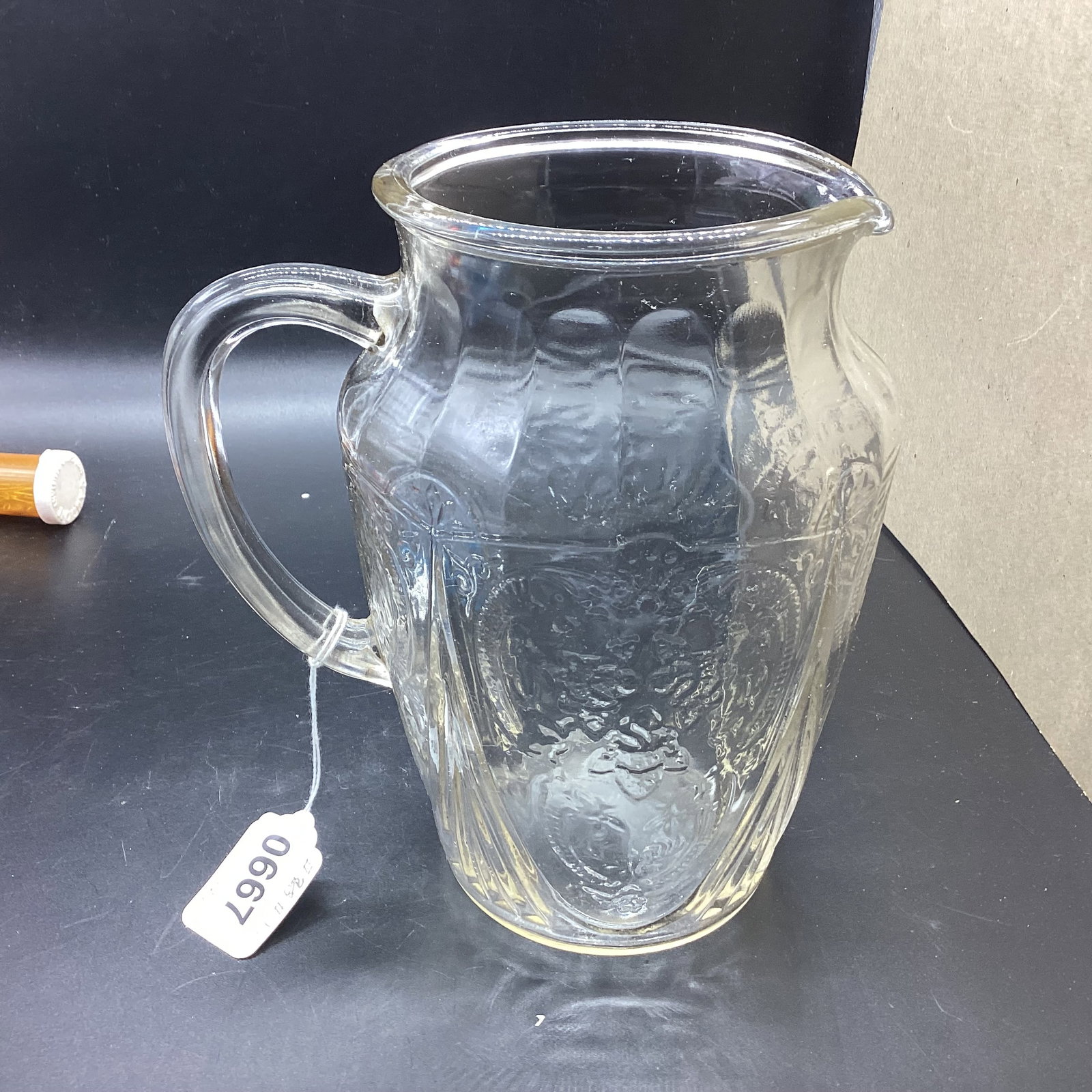 DEPRESSION ROYAL LACE PITCHER: 8 1/2" TALL GOOD SHAPE