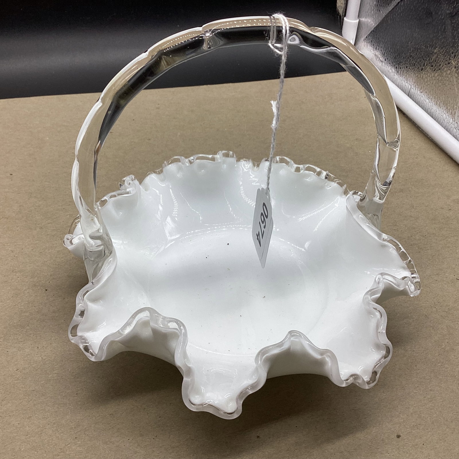 FENTON SILVERCREST BASKET: 6 X 7 1/2 GOOD SHAPE