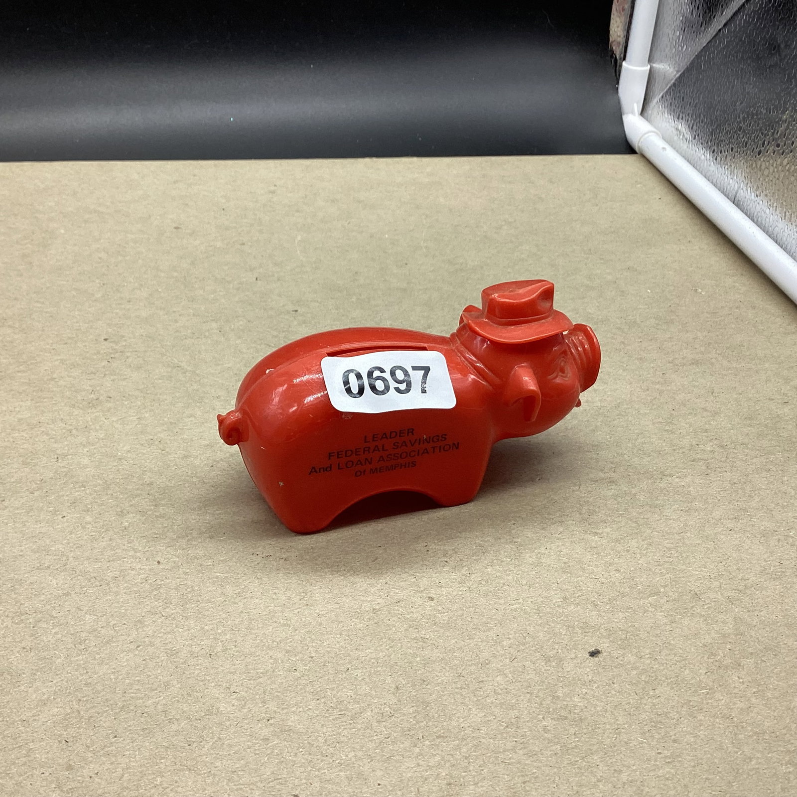 VINTAGE CELLOUID PIG BANK W/ADVERTISEING (1 of 1)