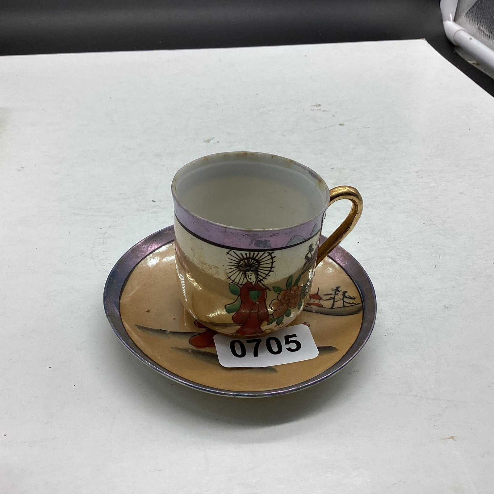 DEMITASSIE LUSTERWARE CUP & SAUCER JAPAN: GOOD SHAPE
