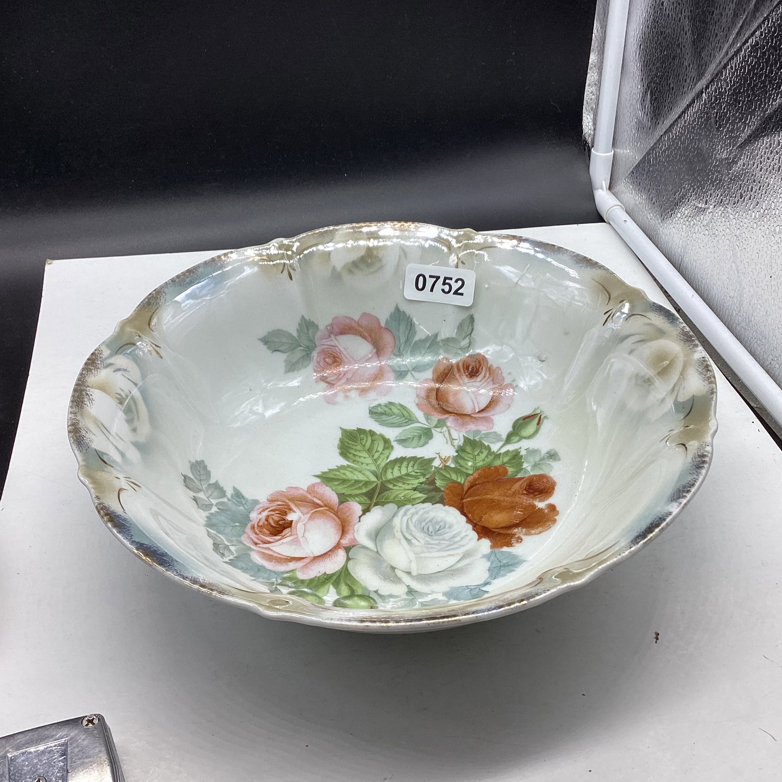 PORCELIAN BOWL MADE IN GERMANY: 3" X 10" GOOD SHAPE
