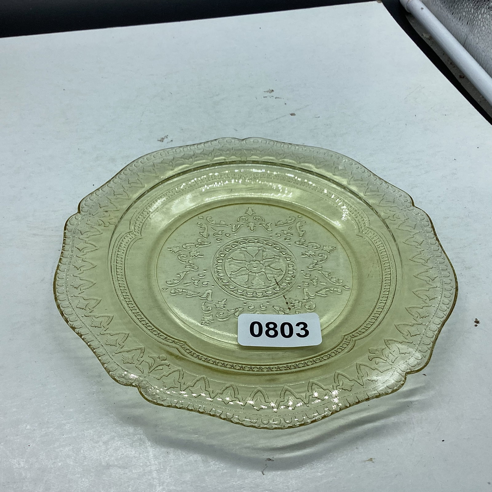 DEPRESSION SPOKE OR PATRICAN SALAD PLATE: 7 1/2" WIDE GOOD SHAPE