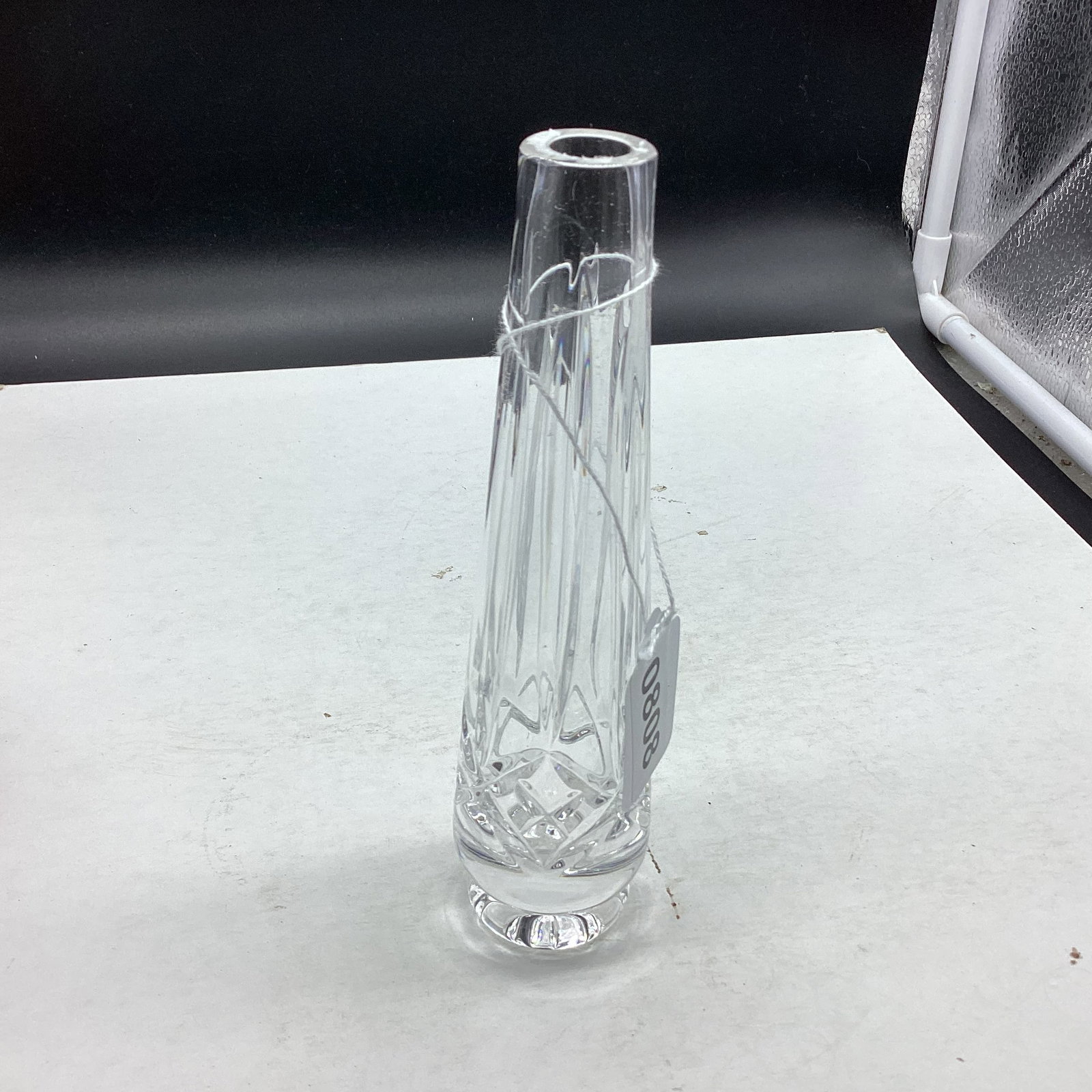 SIGNED WATERFORD BUD VASE: 6 3/4 TALL GOOD SHAPE