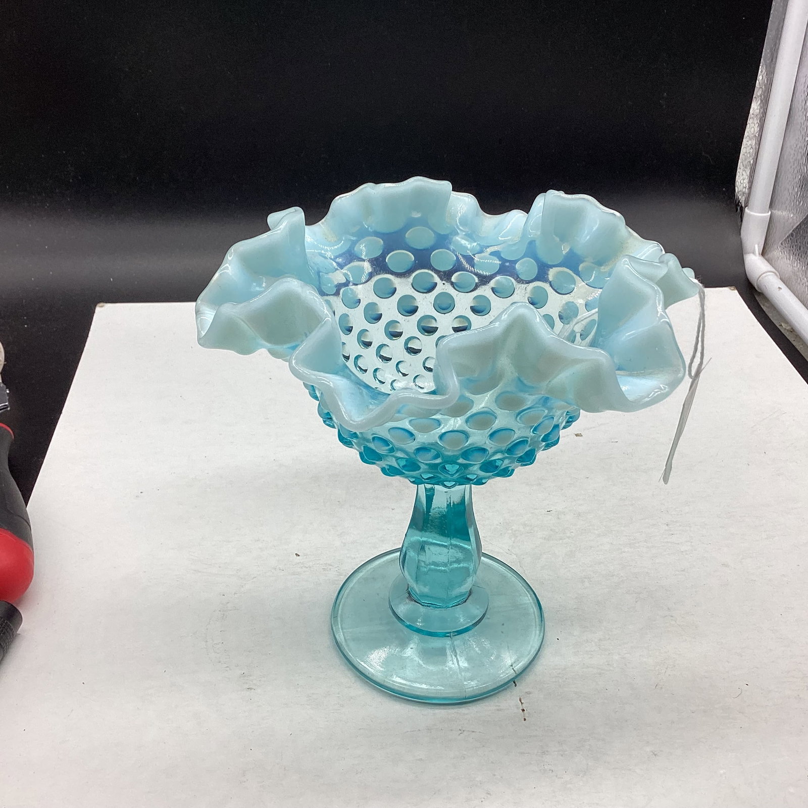 FENTON BLE OPALESCENT COMPOTE (1 of 1)