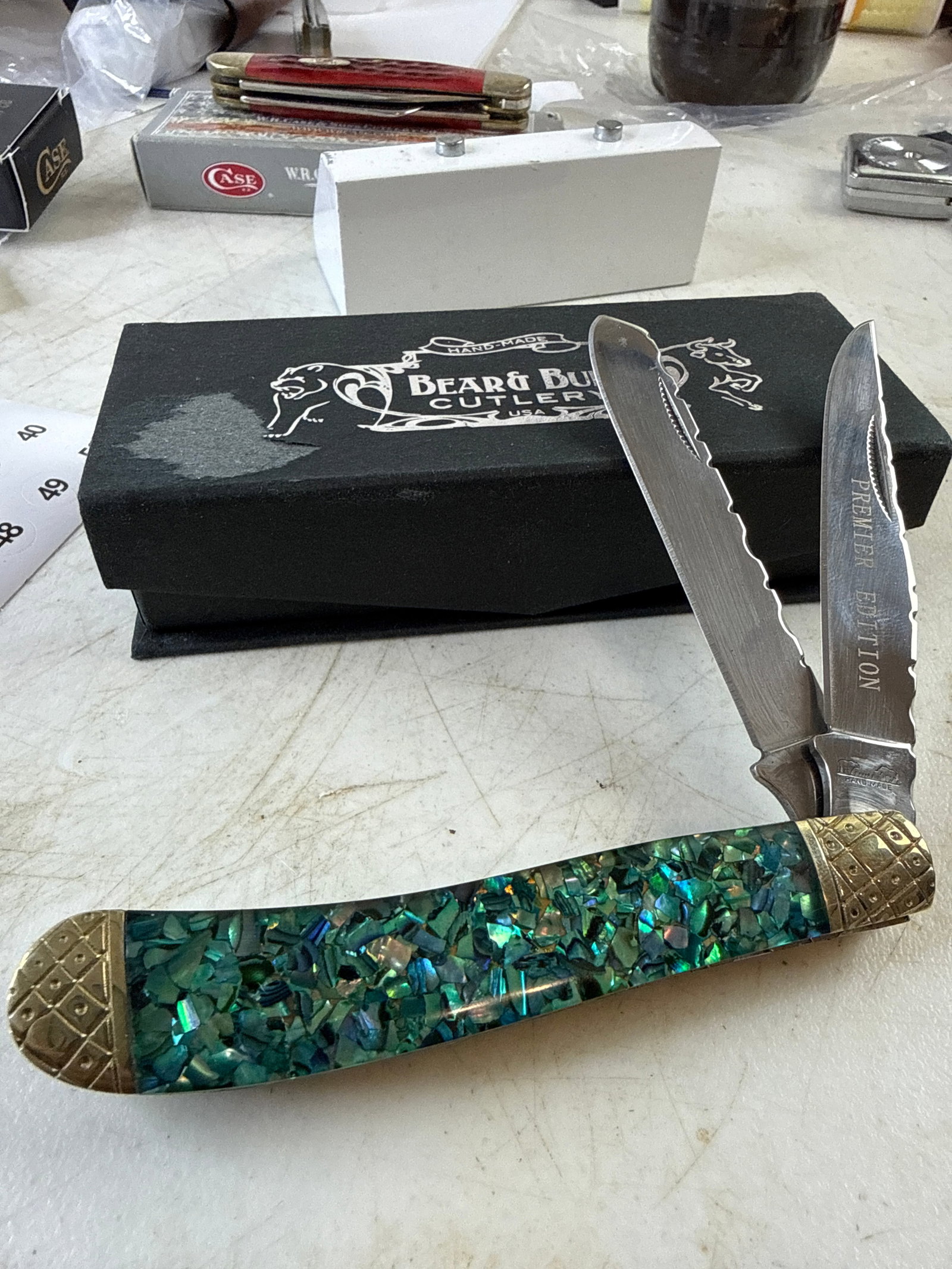 Bear and bull cutlery premier edition trapper file work and scrolled bolsters (1 of 2)