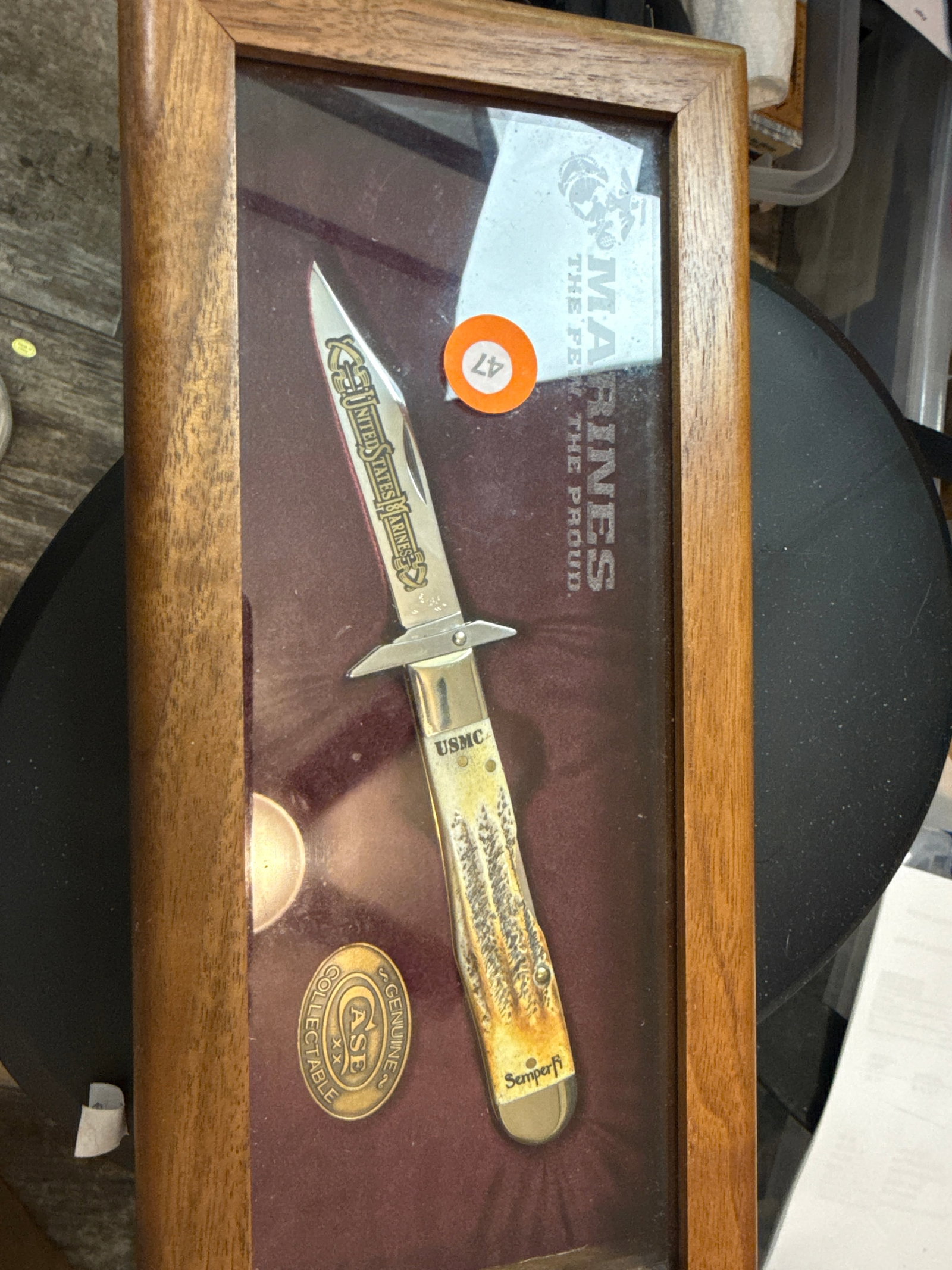 Case xx usmc Marine cheetah bone stag with presentation case (1 of 4)