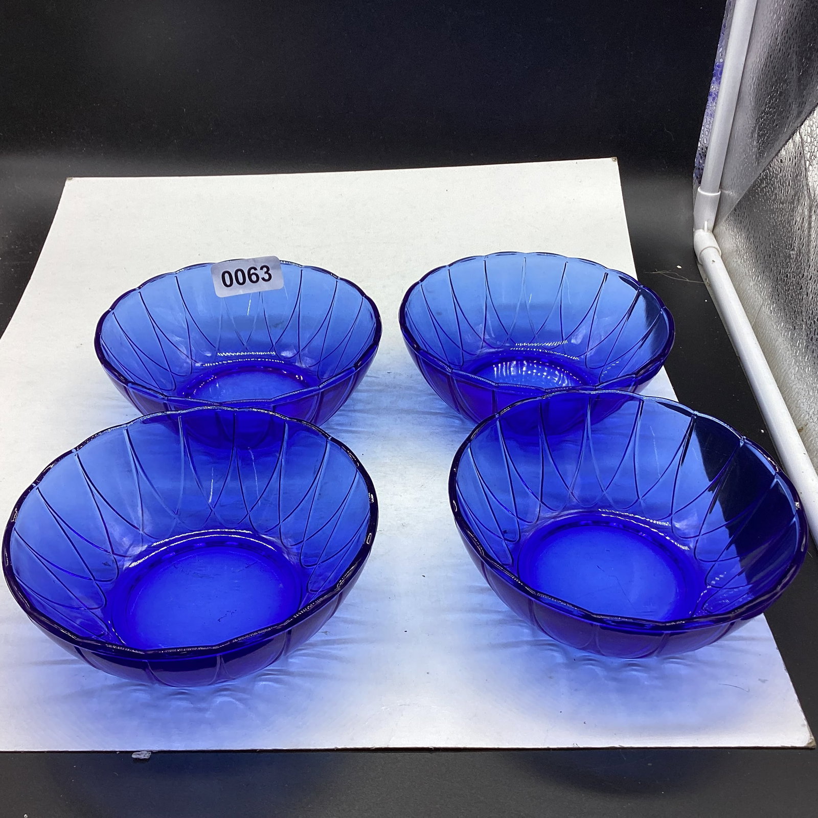 4 DEPRESSION NEW PORT OR HAIRPIN PATTERN CEREAL BOWLS: 5 1/2" WIDE GOOD SHAPE