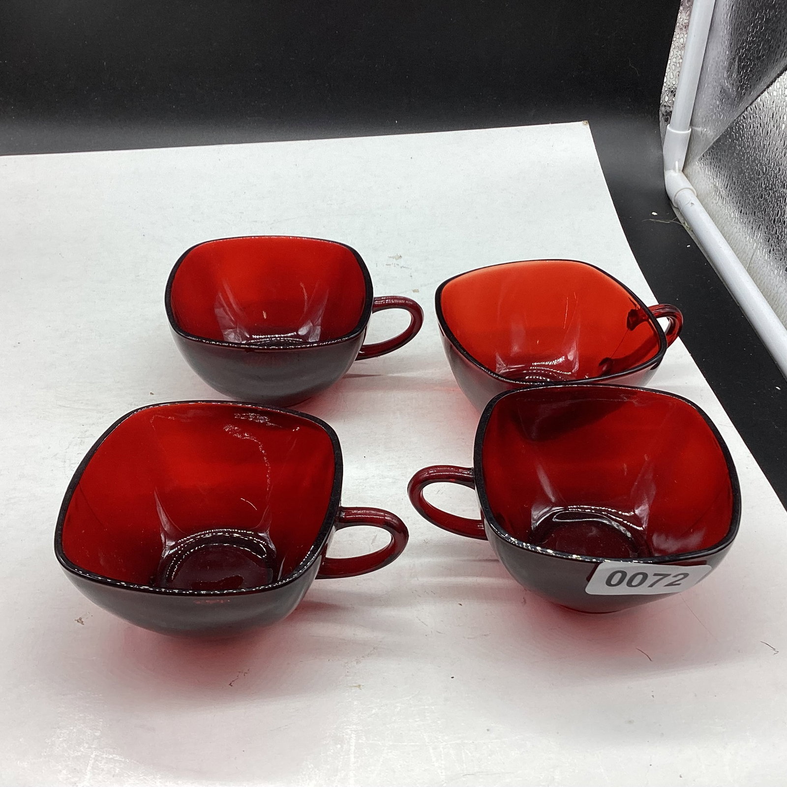 4 DEPRESSION RUBY RED CUPS (1 of 1)