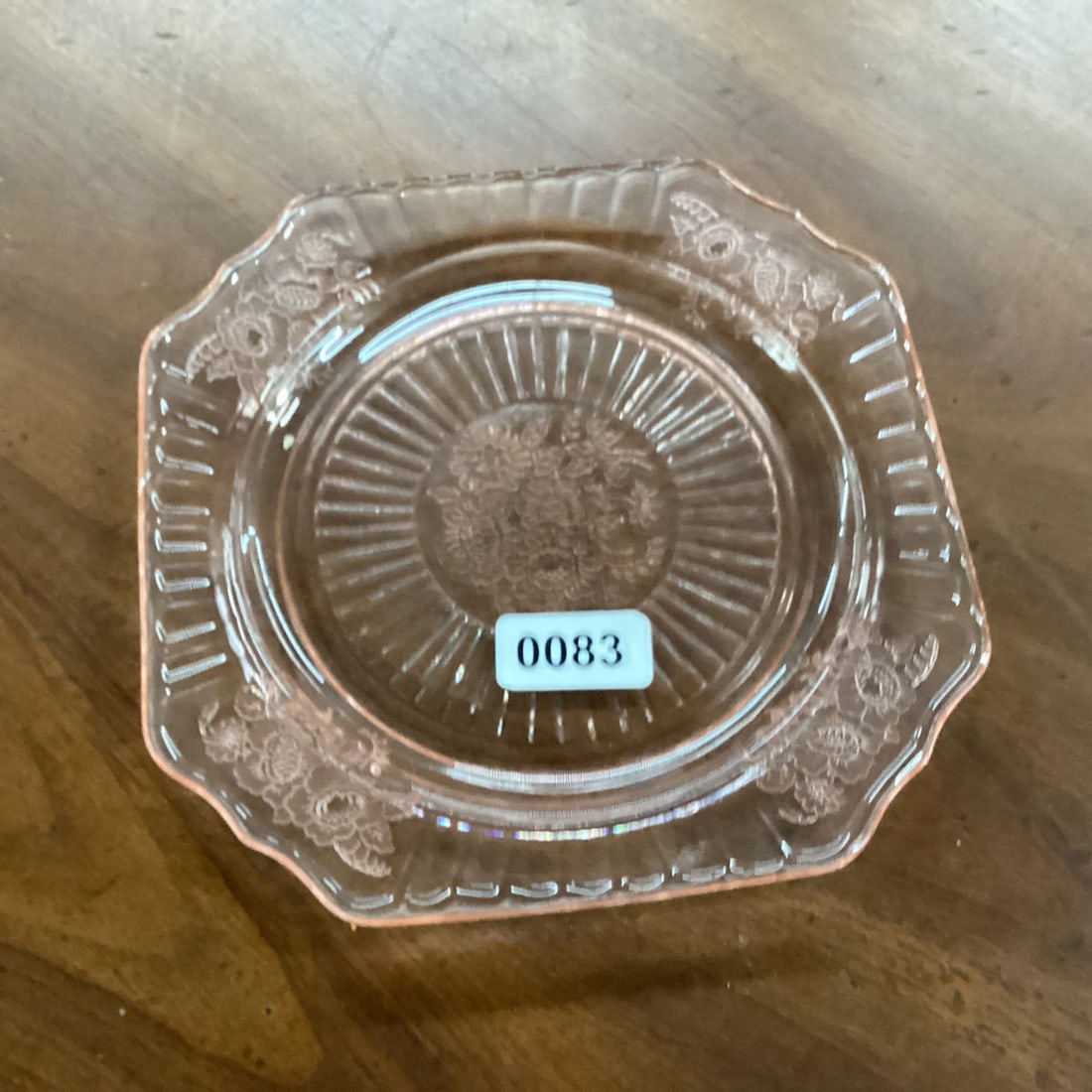 DEPRESSION MAYFAIR OR OPEN ROSE LUNCHEON PLATE: 8 1/4" WIDE GOOD SHAPE