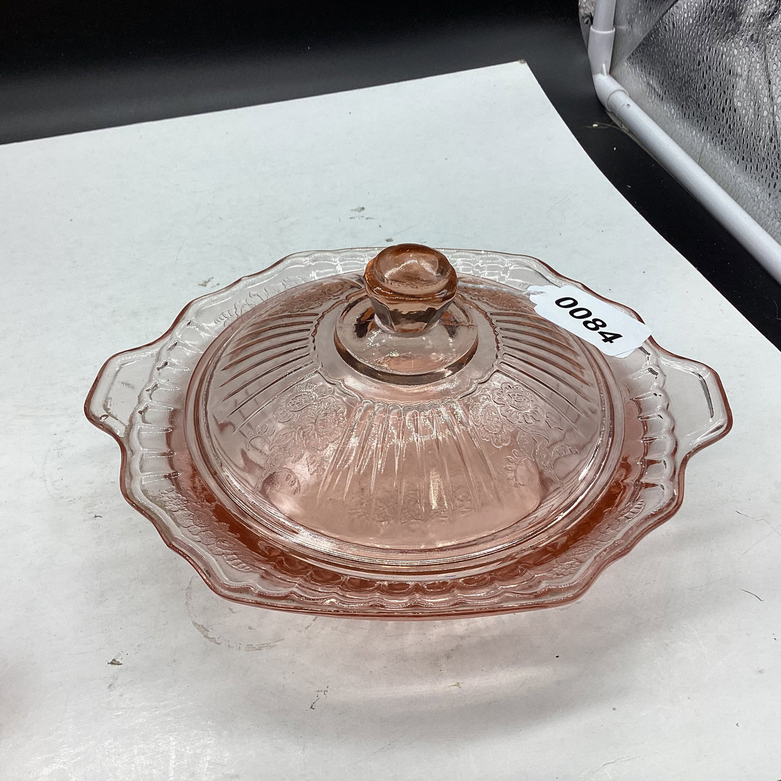 DEPRESSION MAYFAIR OR OPEN ROSE BUTTER DISH (1 of 1)