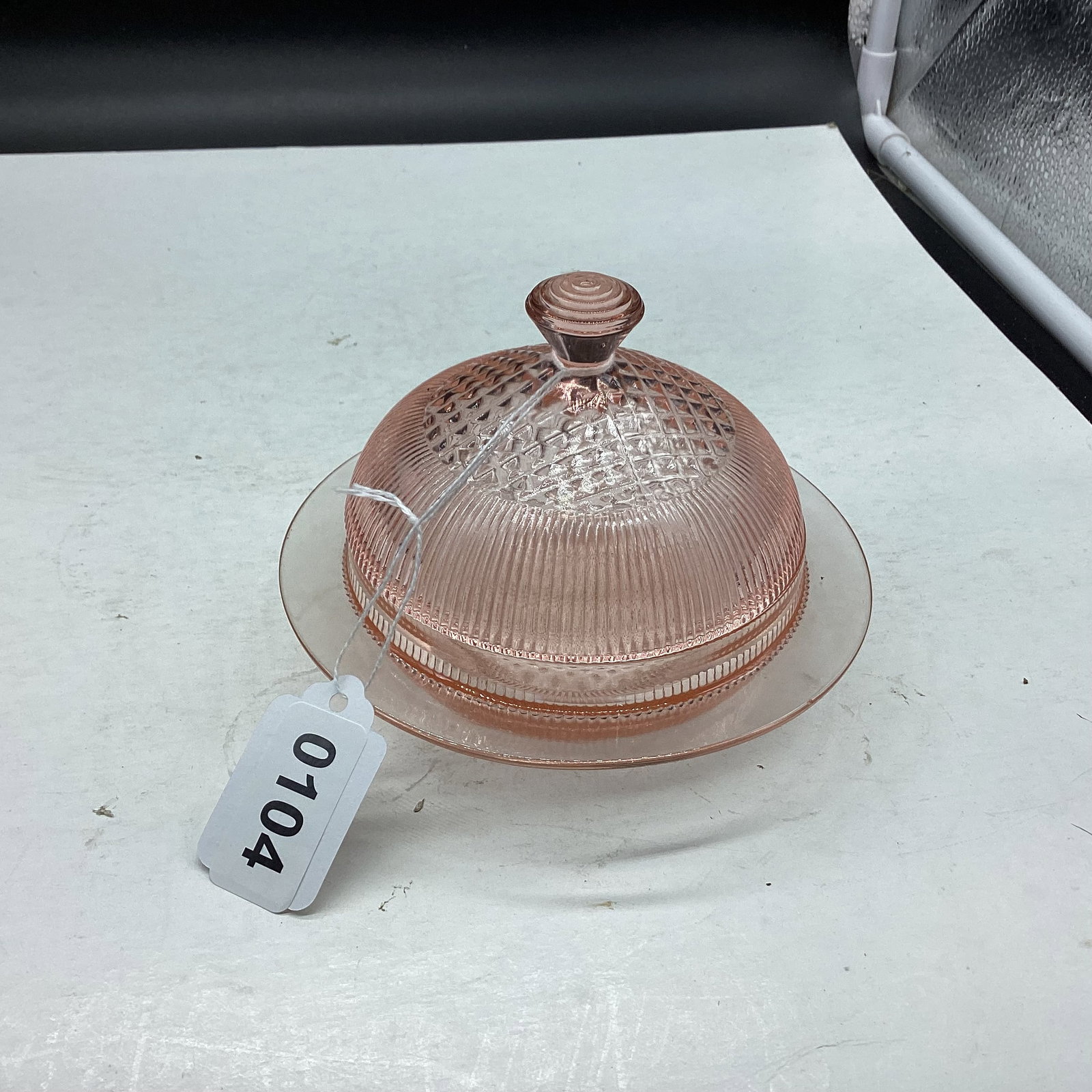 DEPRESSION HOMESPUN BUTTER DISH (1 of 1)